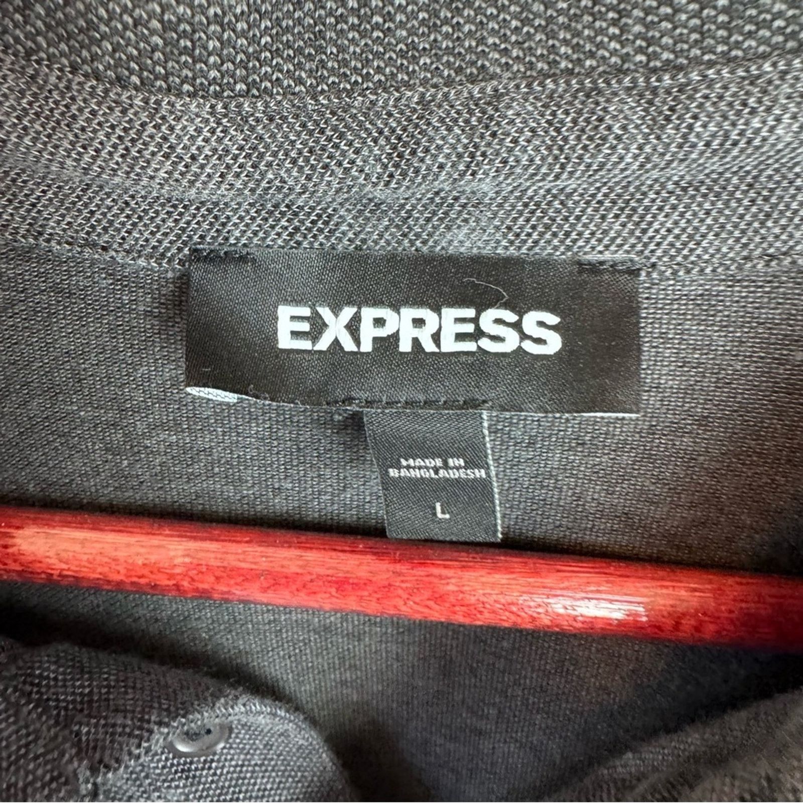 Express Express Dark Grey Pique Short Sleeve Shirt Men’s Size Large Size US L / EU 52-54 / 3 - 6 Thumbnail