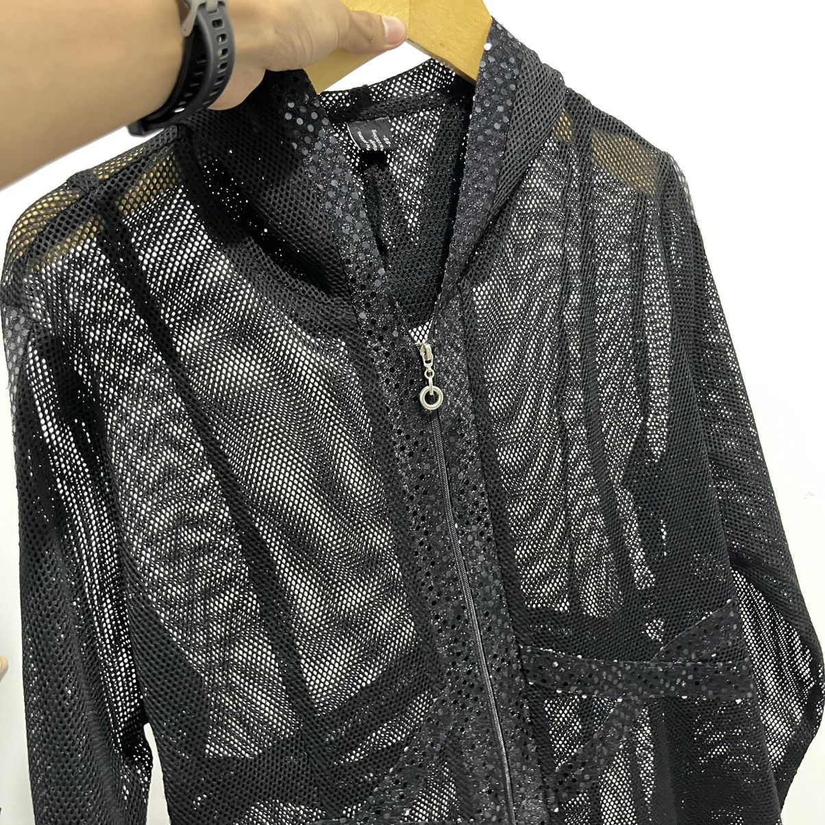 Japanese Brand Unique Gothic Emo Style Black Mesh Zip Up Jacket Size M / US 6-8 / IT 42-44 - 5 Thumbnail