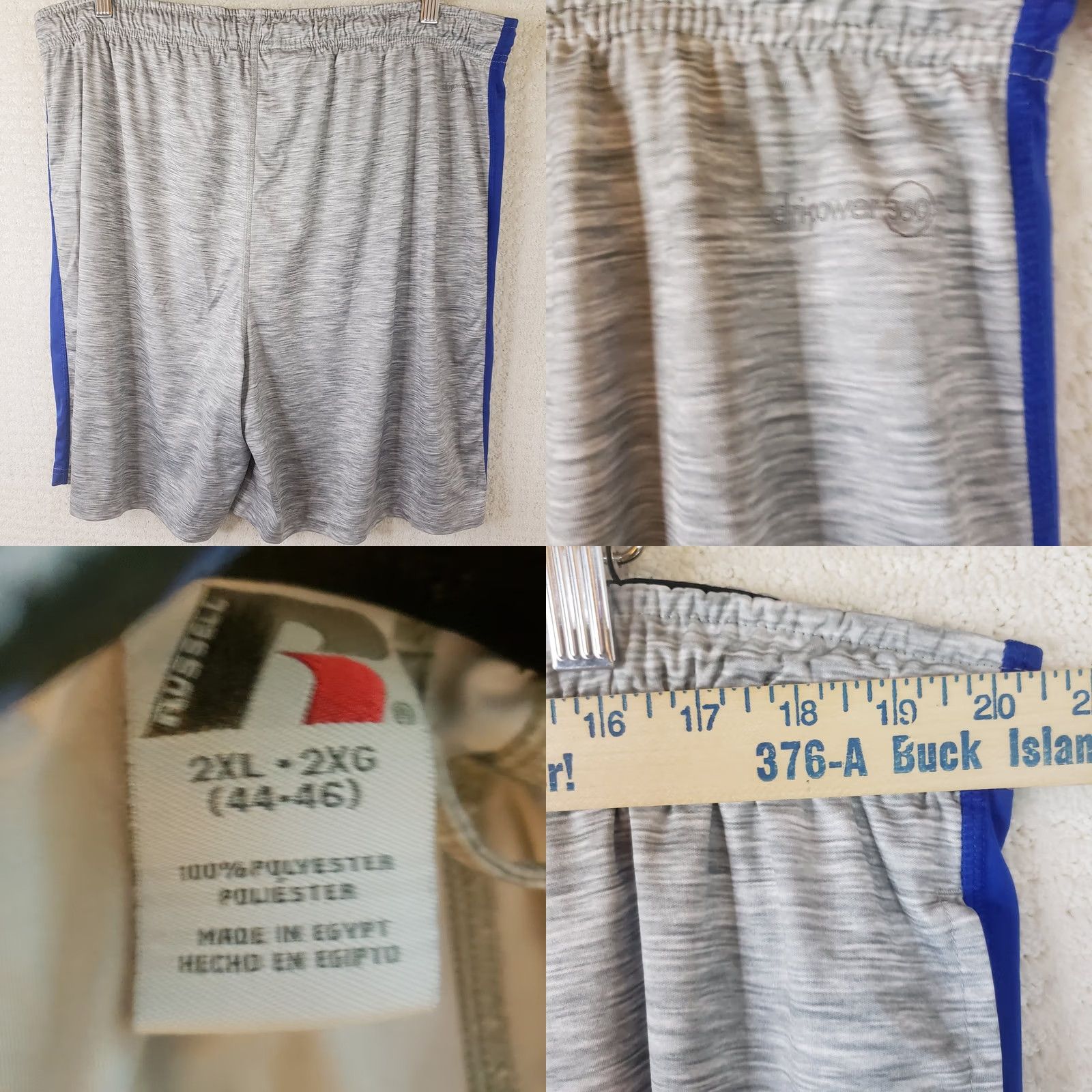 Russell Athletic Russell Athletic Shorts Mens 2XL Gray Blue Stripe Men Drawstring Elastic Waist Pockets Size US 39 - 8 Thumbnail