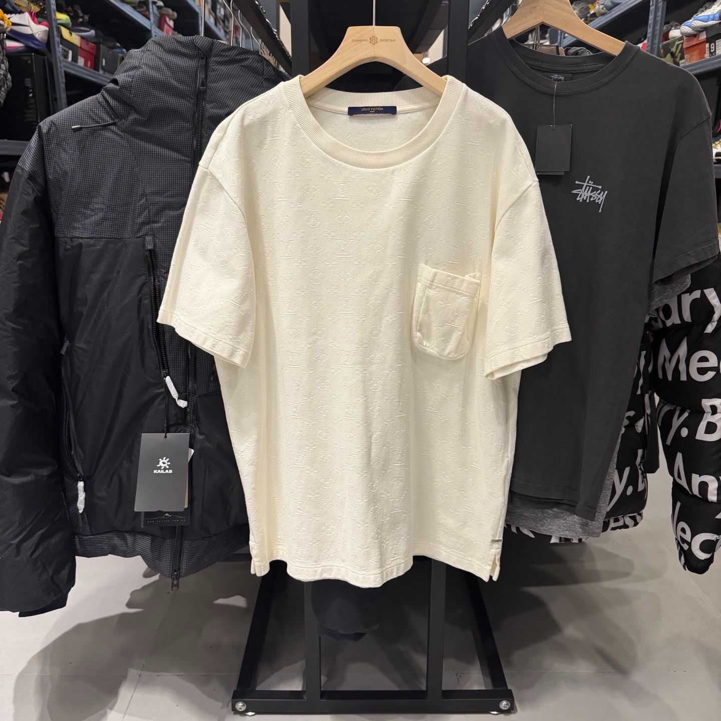 Louis Vuitton White All-Over Print Pocket Tee