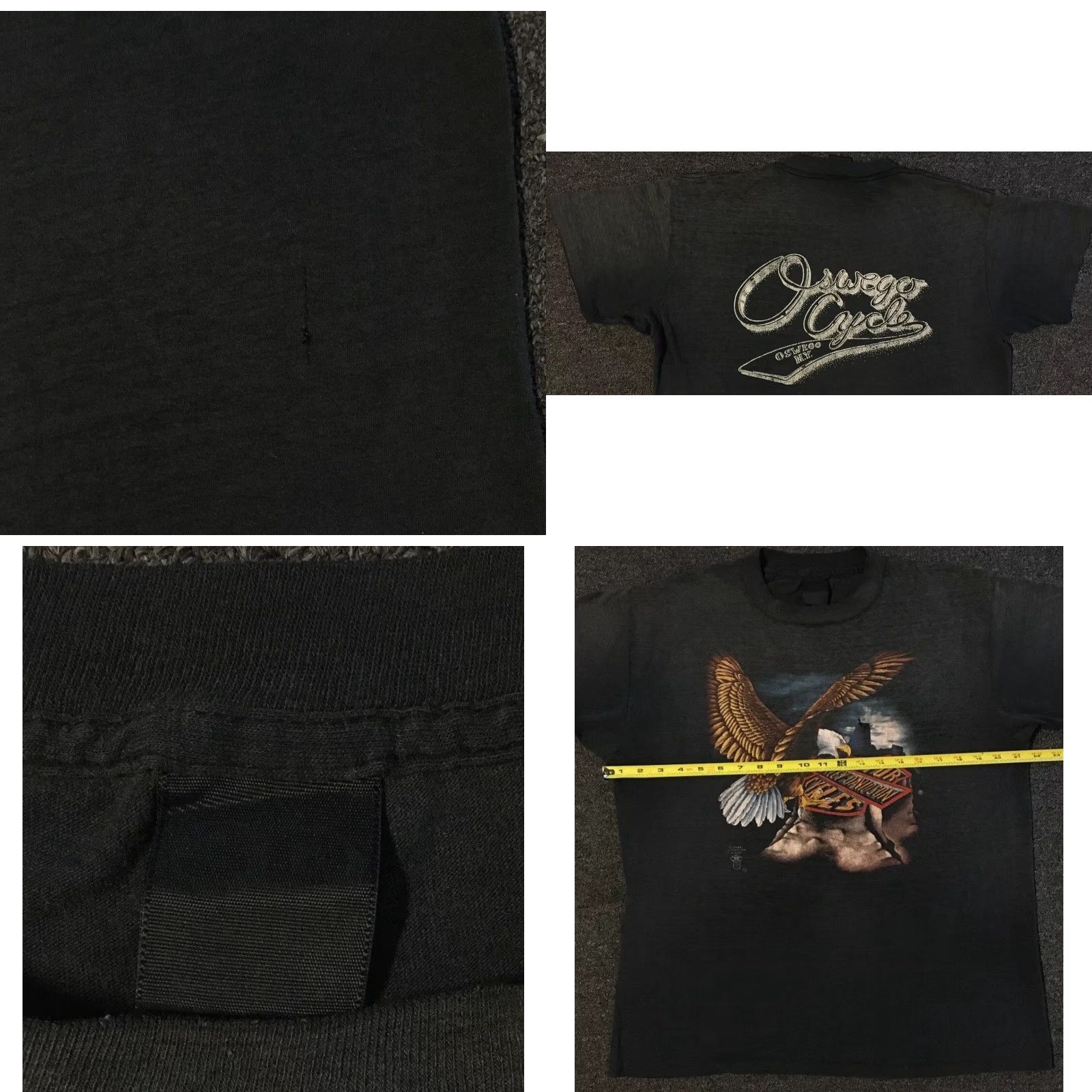 Harley Davidson Vtg Harley Davidson 3D Emblem Shirt S Mens Black Vintage Distressed Grunge Oswego USA Eagle 80s 70s 90s Graphic Tee Size US S / EU 44-46 / 1 - 9 Thumbnail