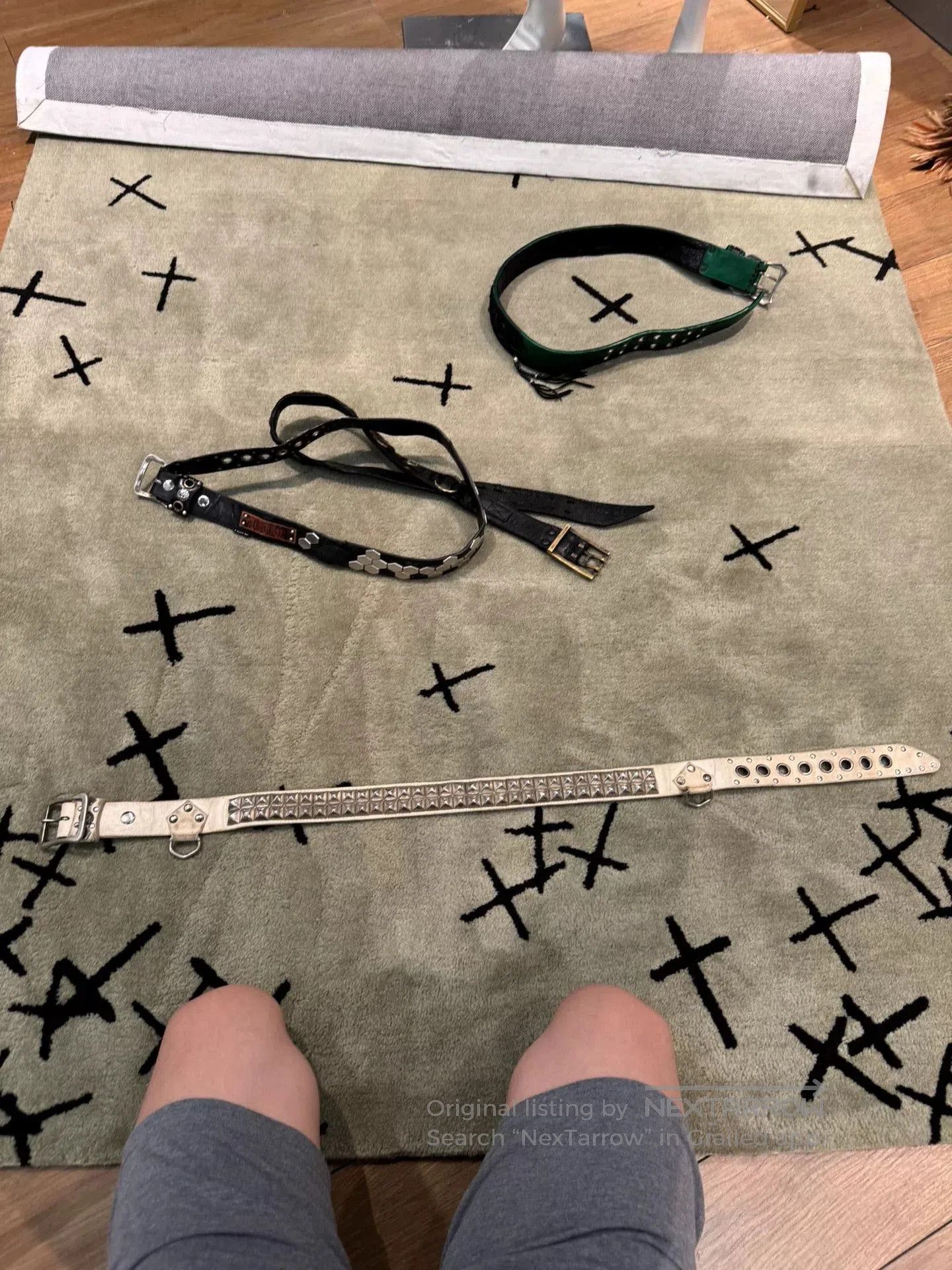 Rick Owens Kmrii Pyramid Metal White Leather Belt. Size ONE SIZE - 8 Thumbnail