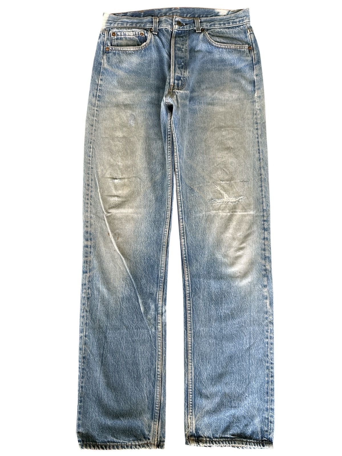 Levi's Distress Vintage Levis 80s Light Wash Black Button 33x44 Size US 33 - 1 Thumbnail
