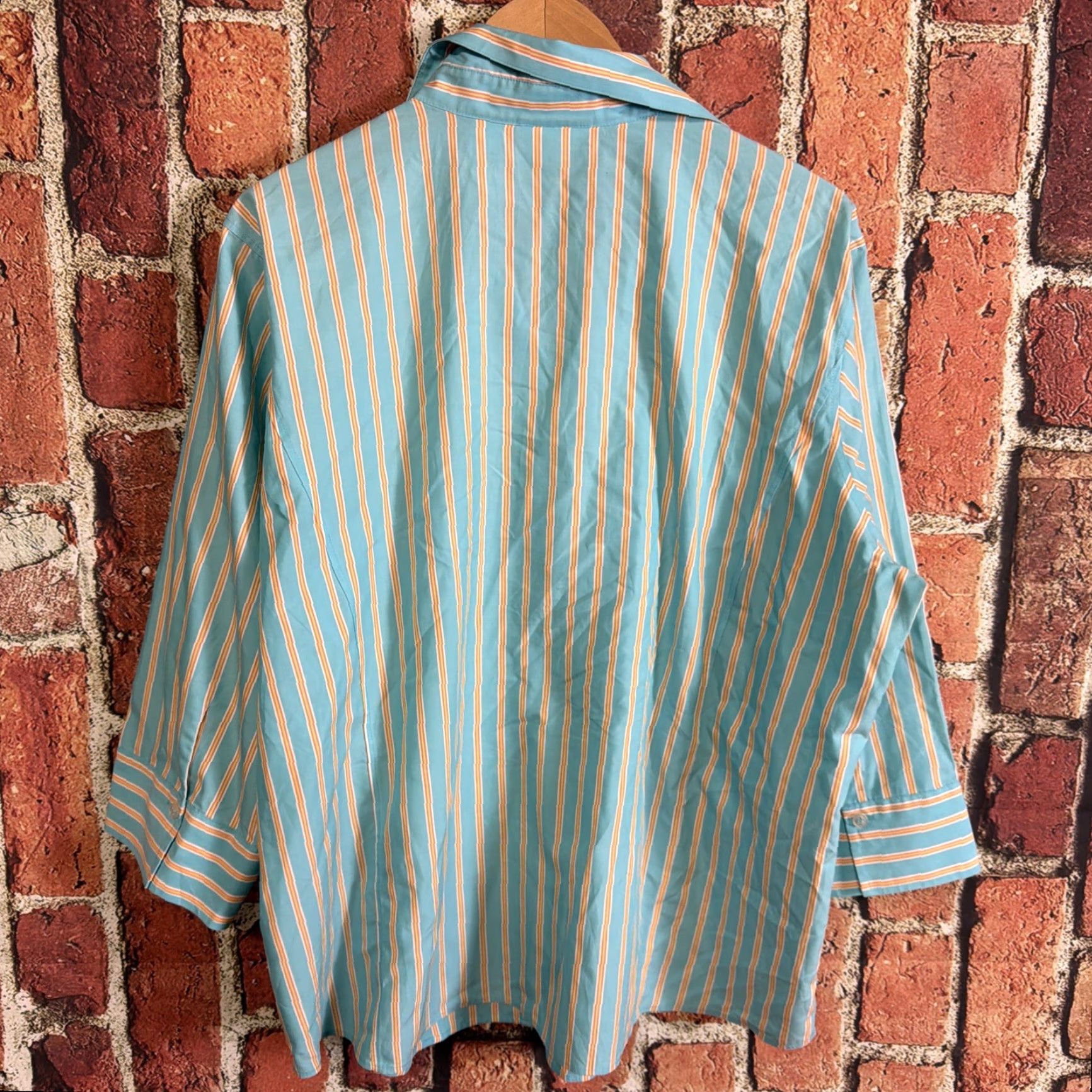 Liz Claiborne Liz Claiborne Shirt Womens 18W Blue Striped Non-Iron Button Up Dress Shirt Size XXL / US 16-18 / IT 52-54 - 3 Thumbnail