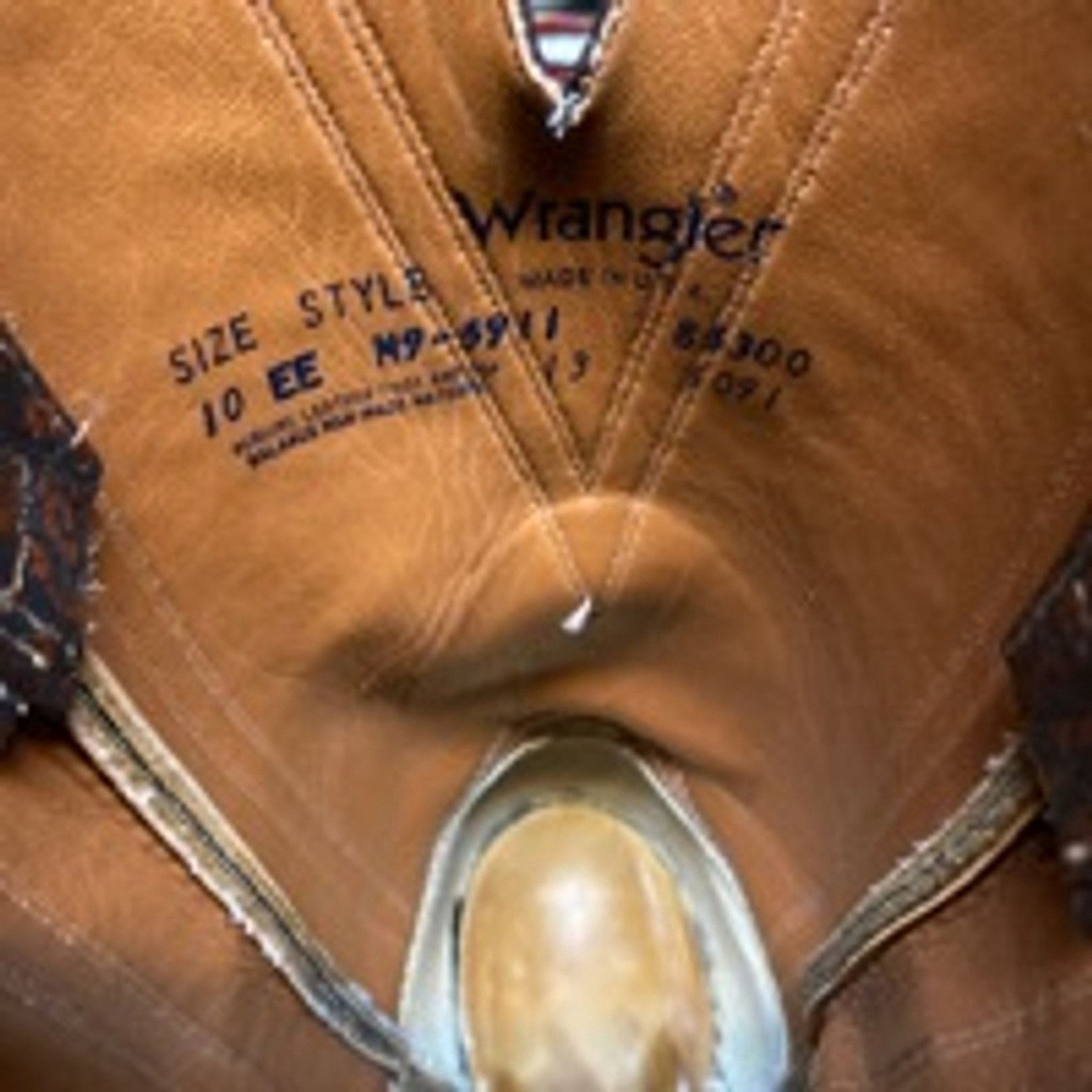 Wrangler Vintage Western Brown Leather Cowboy Boots Wrangler USA 10EE Size US 10 / EU 43 - 8 Thumbnail