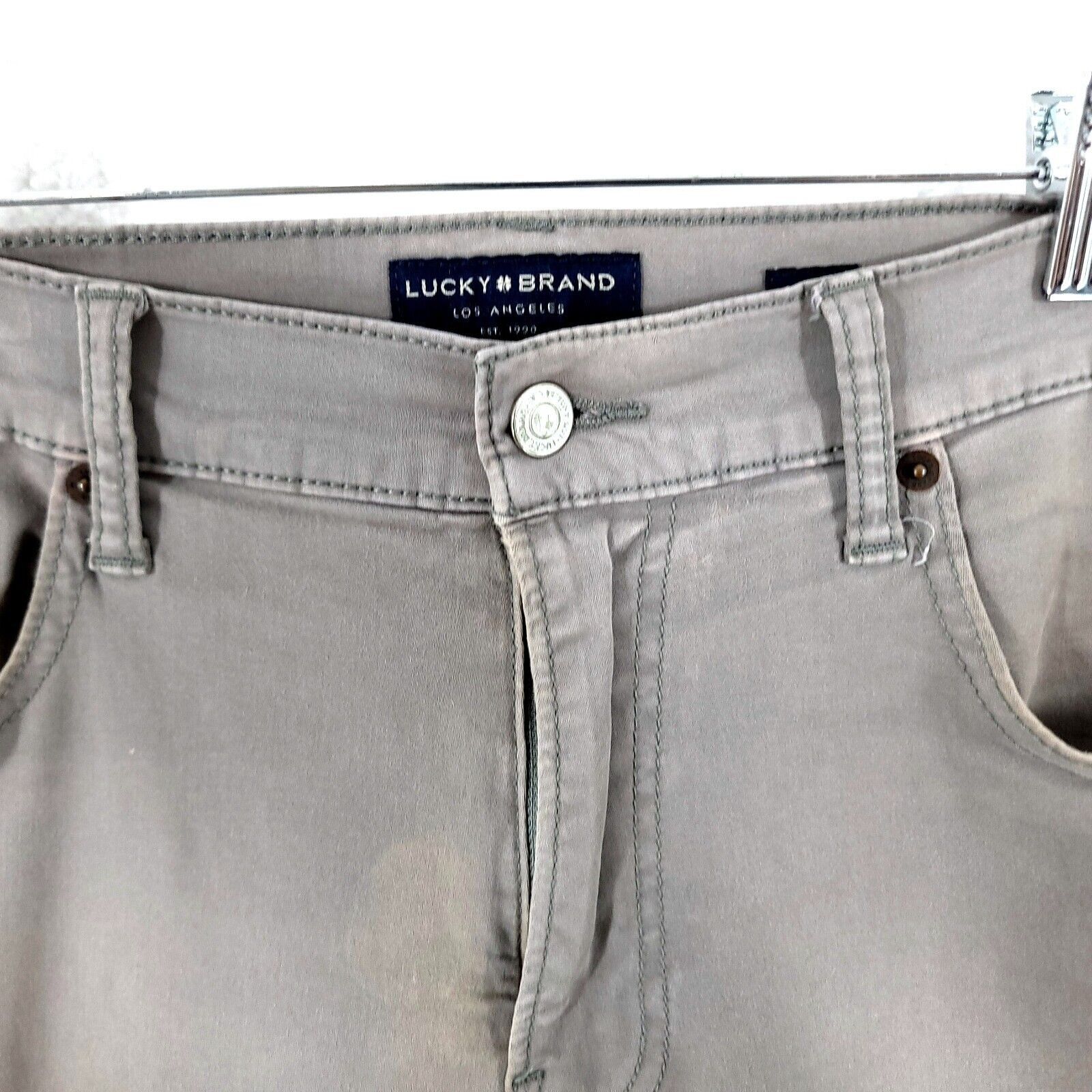 Lucky Brand DAMAGED Lucky Brand 223 Straight Beige Cotton Mid Rise Jeans Size US 36 / EU 52 - 6 Thumbnail