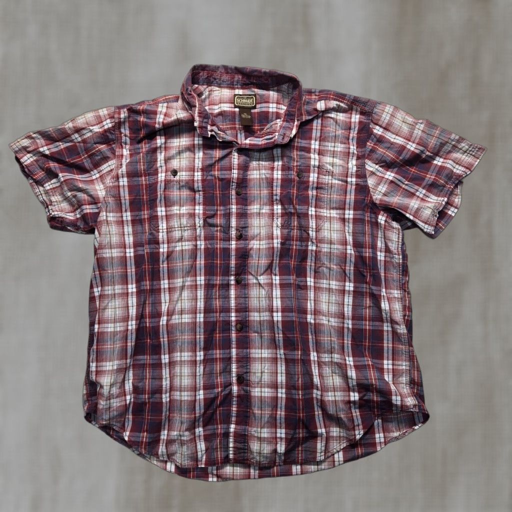 Vintage VINTAGE C.E. Schmidt Shirt Plaid Short Sleeve Button-Up Adult Men 2XL Red Classic Workwear Mens Size US XXL / EU 58 / 5 - 1 Thumbnail