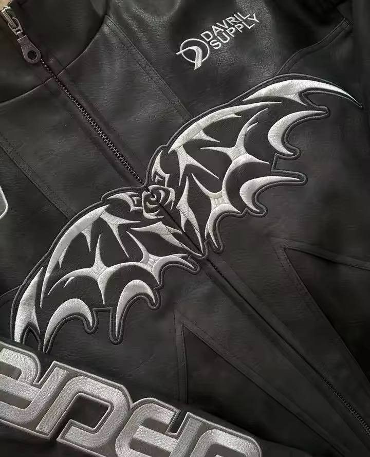 Japanese Brand × Vintage street leather jacket with graphic bat prints Size US XL / EU 56 / 4 - 4 Thumbnail
