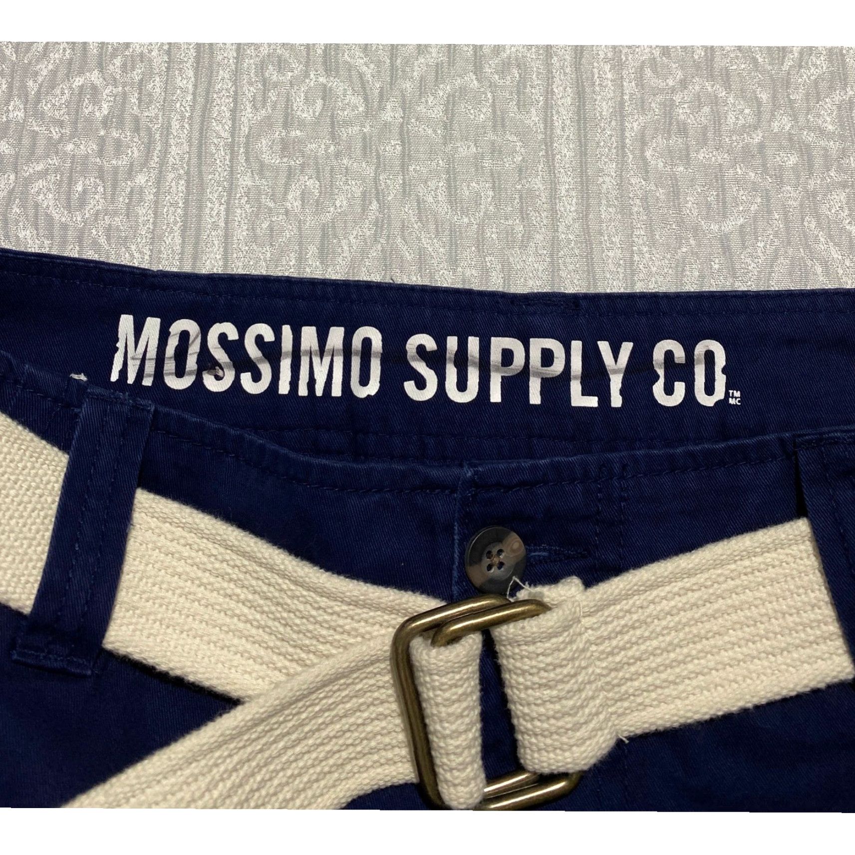 Mossimo Mossimo Supply Co. Mens Blue Shorts Chino Casual Belted 30 in Cotton Classic Flat Front Pockets Summer Navy Size US 30 / EU 46 - 3 Thumbnail