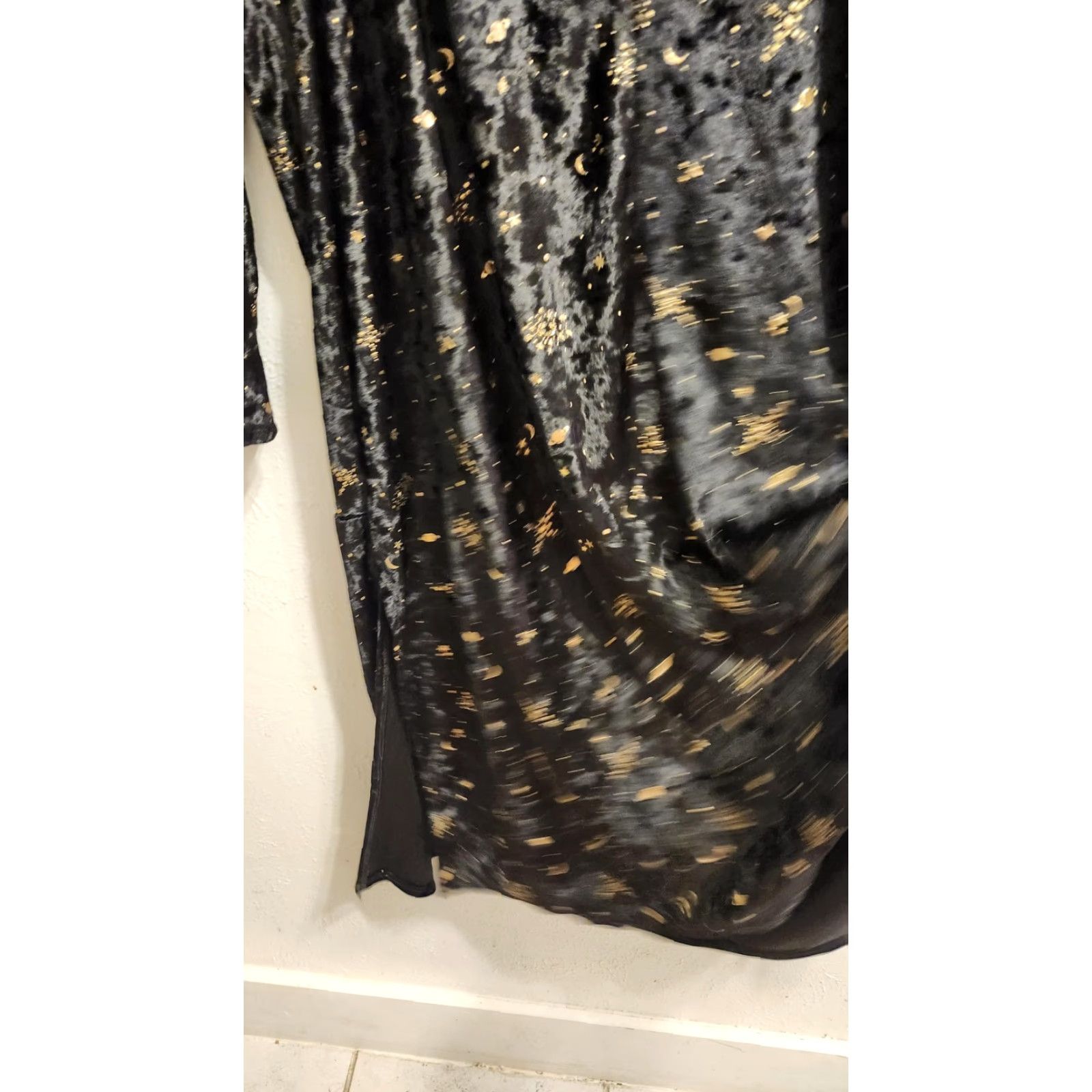Velvet Celestial Crushed Velvet Dress Womens Large Black Gold Pockets 3/4 Bell Sleeve Size L / US 10 / IT 46 - 6 Thumbnail