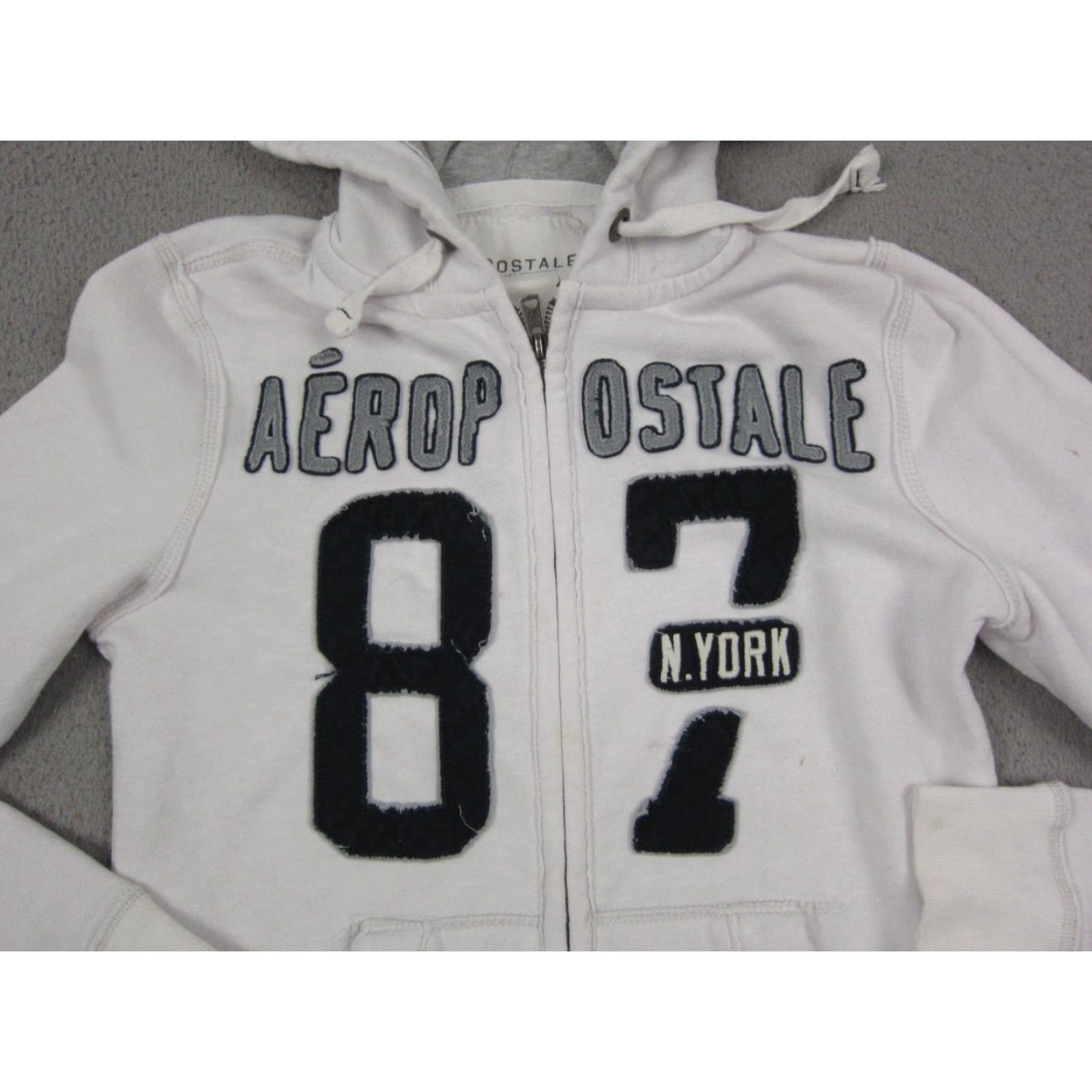 Vintage Aéropostale Hoodie Womens XS White Full Zip Sweatshirt Casual 90s Size XS / US 0-2 / IT 36-38 - 2 Thumbnail