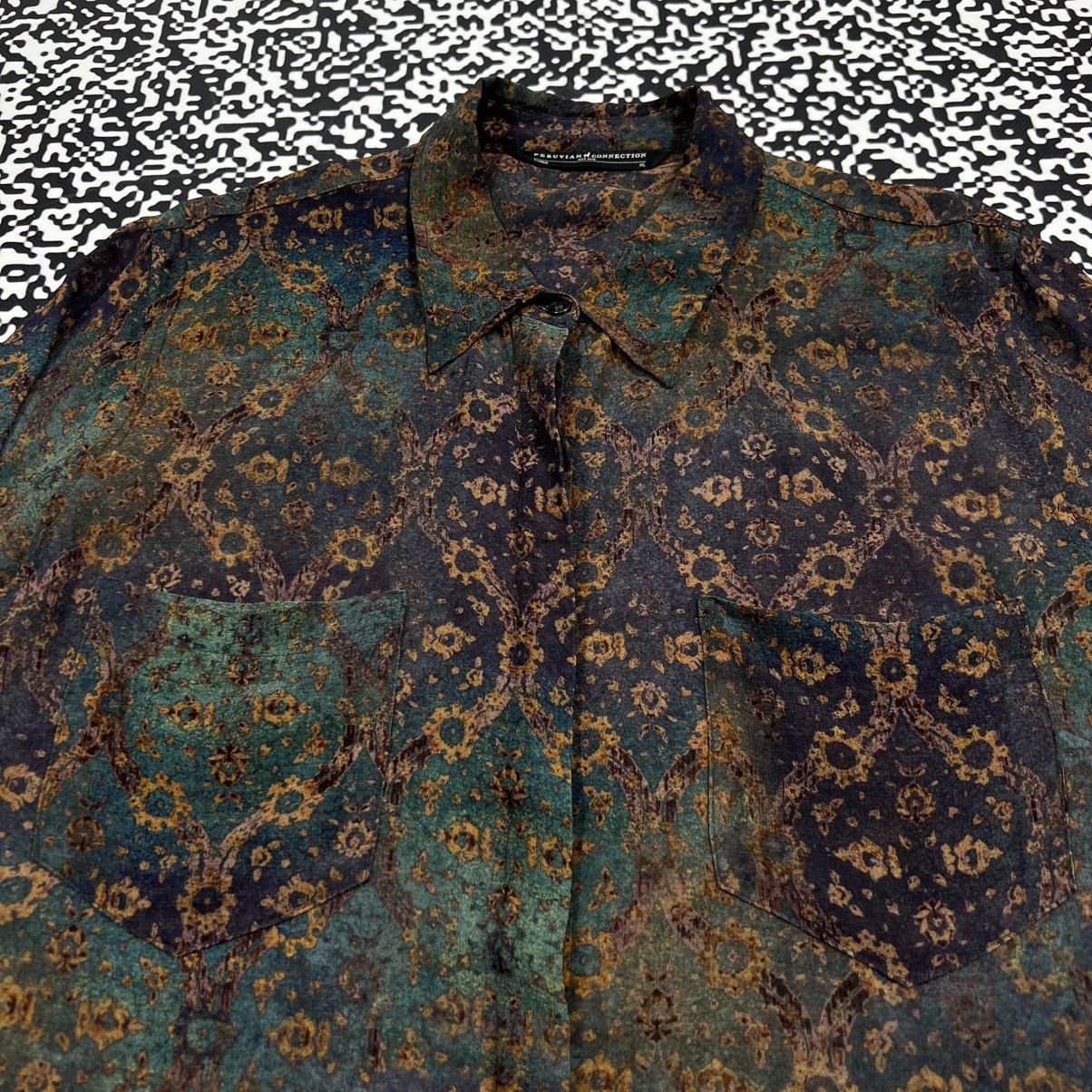 Vintage Vintage Y2K Peruvian Connection Viscose Abstract Retro Shirt Size XL / US 12-14 / IT 48-50 - 7 Thumbnail
