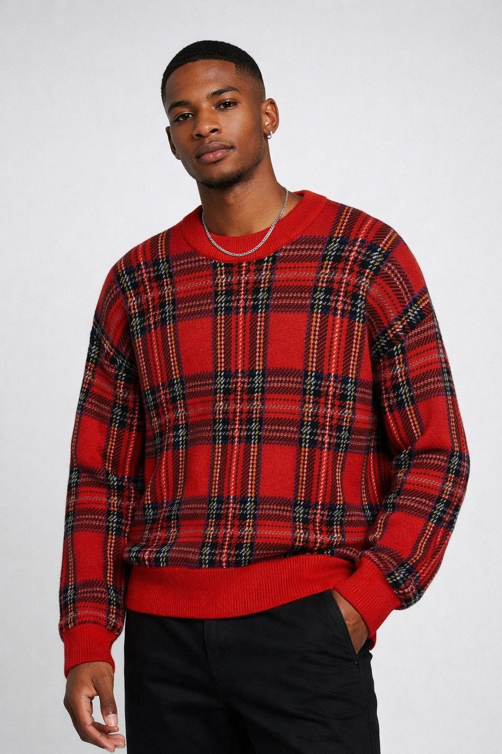 Sandro Sandro Paris Red Tartan Knit Sweater – Size S Size US S / EU 44-46 / 1 - 1 Thumbnail