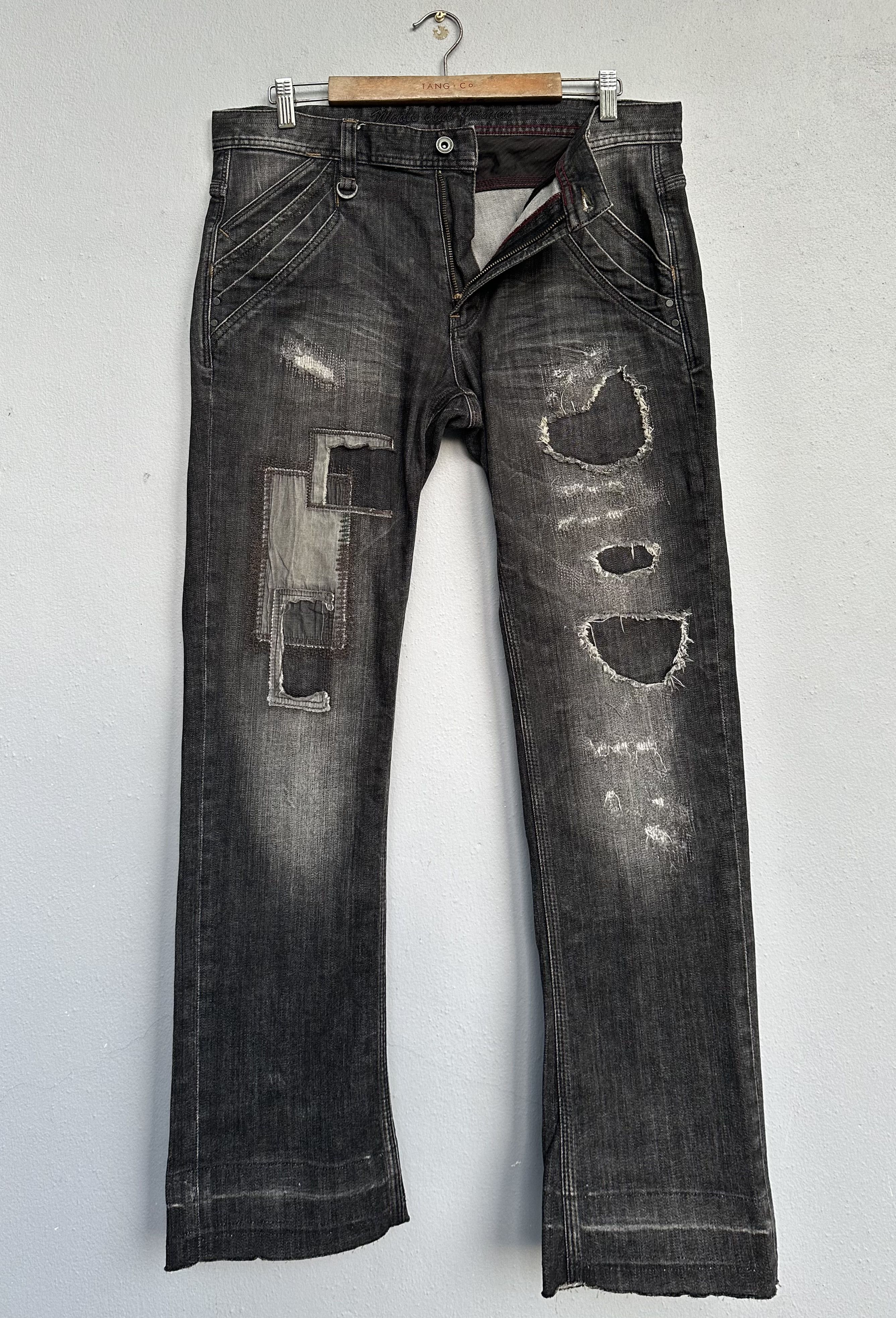 Nicole Club Japanese Brand NCFM Distressed Patchwork Denim Released Hem Size US 35 - 12 Thumbnail