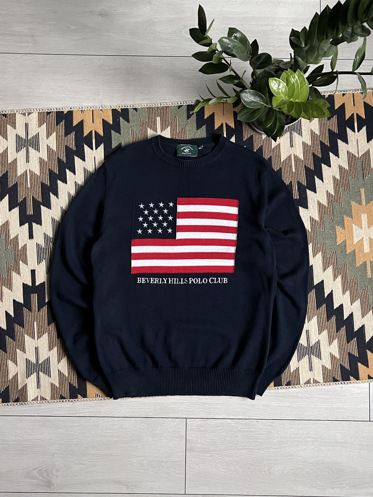 Beverly Hills Polo Club Beverly Hills US Flag Crew Neck Knit Sweater Size US M / EU 48-50 / 2 - 1 Thumbnail