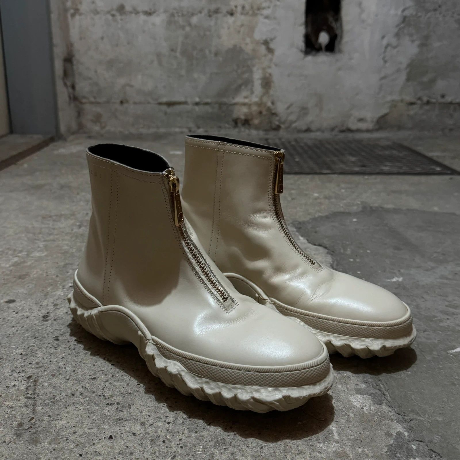 Marni Marni front zip white platform leather ankle boots Size US 8 / IT 38 - 2 Thumbnail