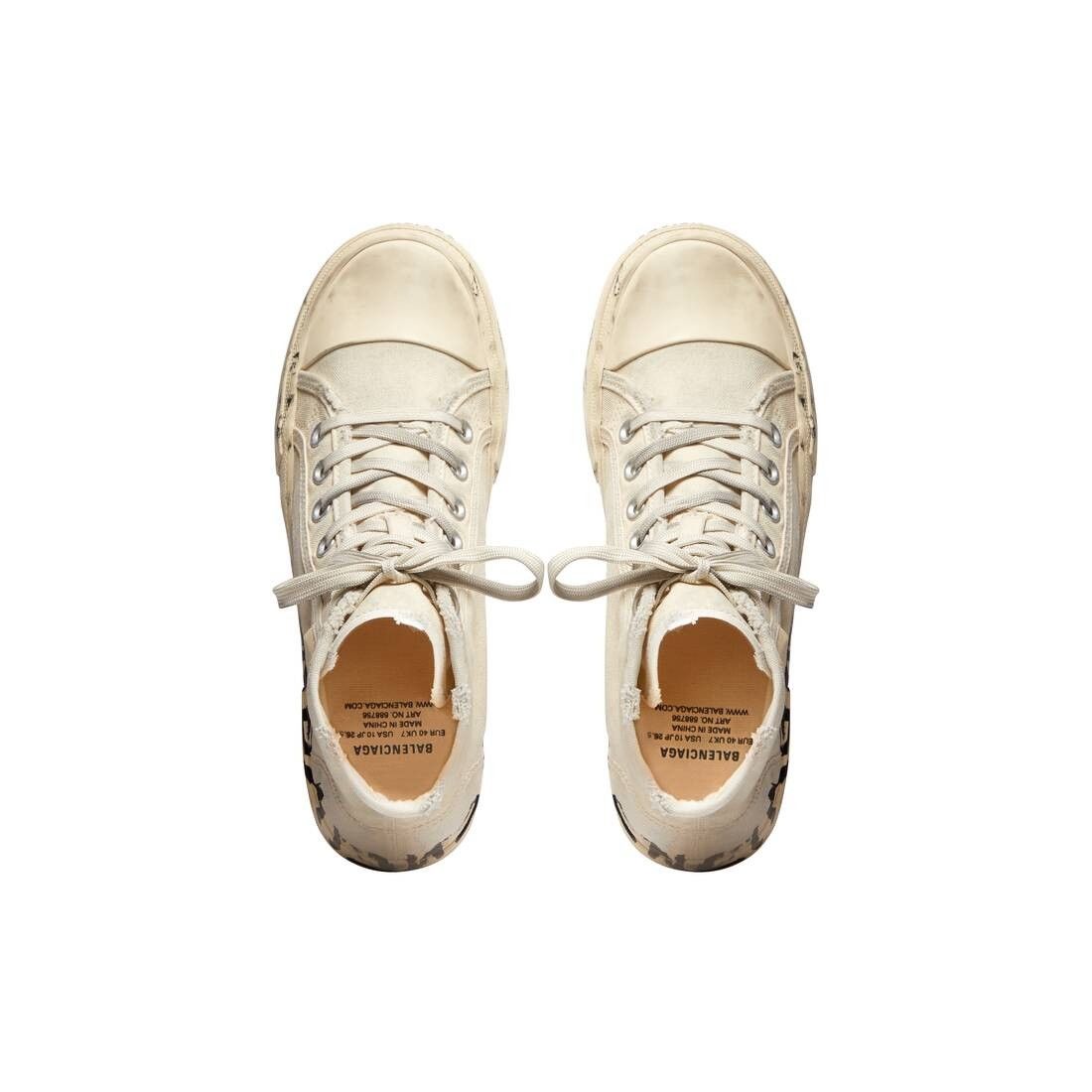 Balenciaga o1mt1gz0824 Paris High Top Graffiti Sneaker in Cream Size US 7 / EU 40 - 9 Thumbnail