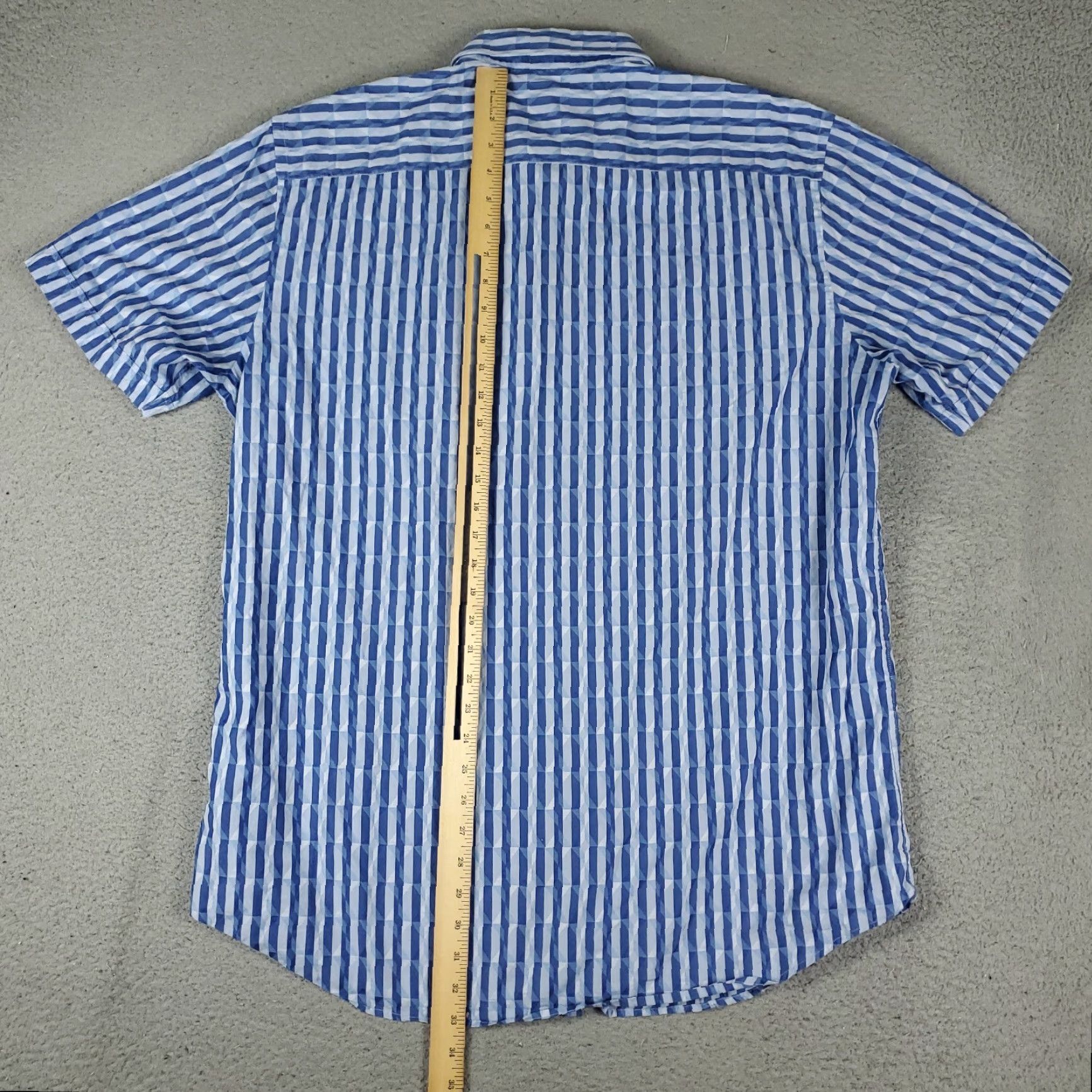 BUGATCHI VINTAGE Bugatchi Uomo Shirt Mens 2XL Blue Striped Button-Up Short Sleeve Casual Classic Modern Preppy Mens Size US XXL / EU 58 / 5 - 3 Thumbnail