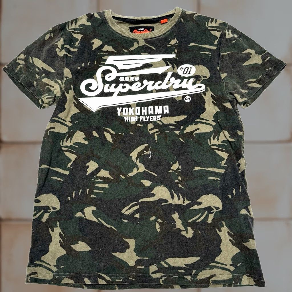Superdry Superdry Mens Medium Green Army Military Camo Yokohama High Flyers Graphic Shirt Size US M / EU 48-50 / 2 - 1 Thumbnail