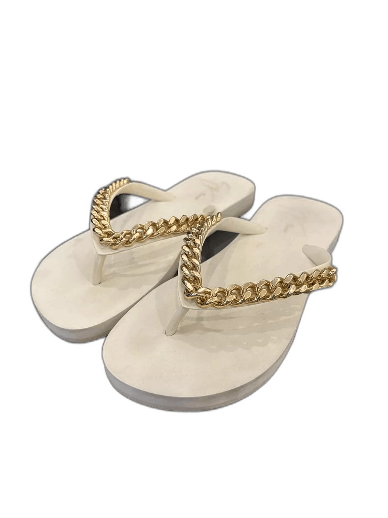 Giuseppe Zanotti Giuseppe Zanotti White Flip Flops with Chain Size US 6 / IT 36 - 1 Thumbnail