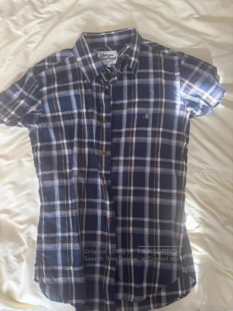 Vivienne Westwood Vivienne Westwood Vintage Navy Blue Plaid Shirt Size M / US 6-8 / IT 42-44 - 3 Thumbnail