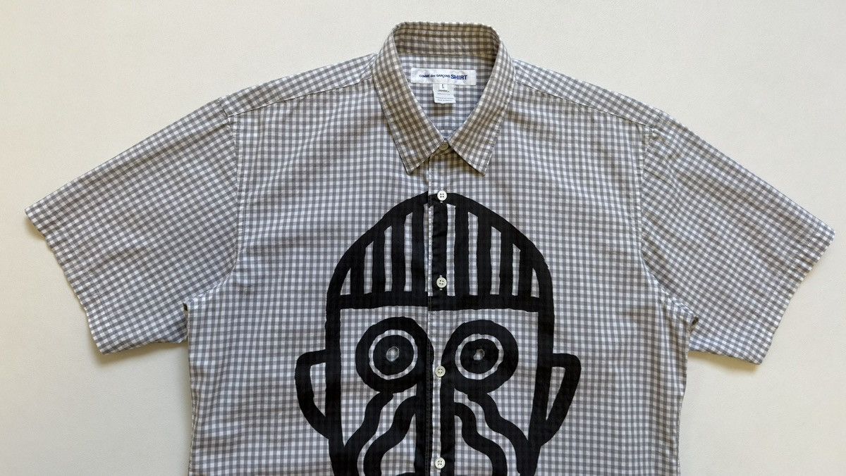 Comme des Garcons ‘Face Print’ Check Short Sleeve Shirt Size US L / EU 52-54 / 3 - 3 Thumbnail