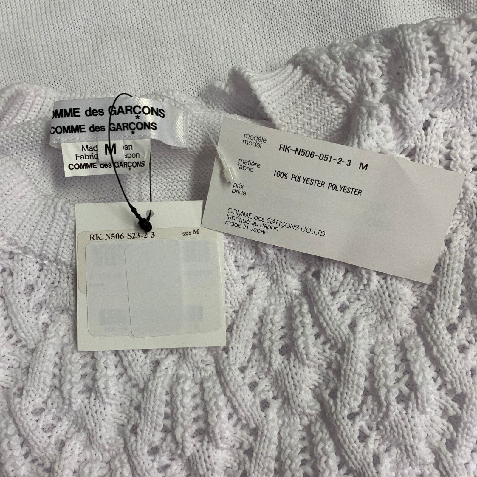 Comme des Garcons 2022 Size M White Cable Knit Polyester Crew Neck Sweater Size M / US 6-8 / IT 42-44 - 5 Thumbnail