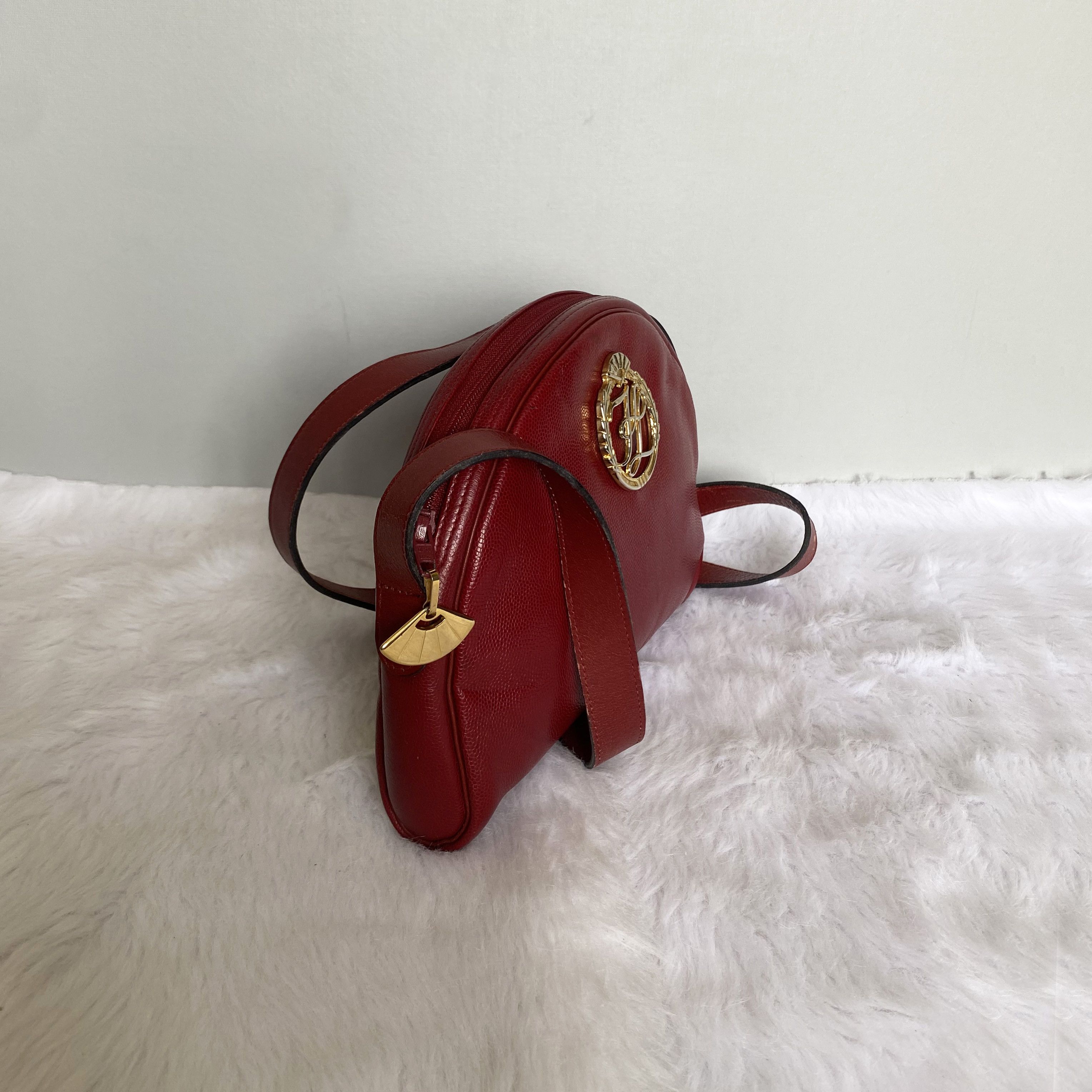 KARL LAGERFELD Vintage Red Leather Shoulder Bag