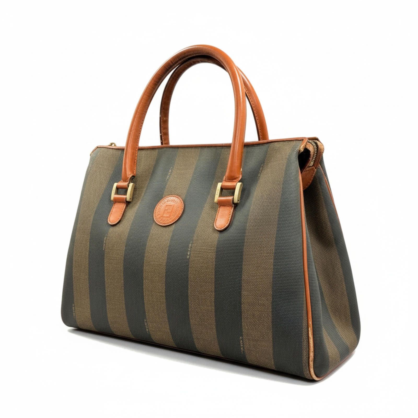 Fendi Fendi - Vintage Striped Handbag with Leather Handles Size ONE SIZE - 1 Thumbnail