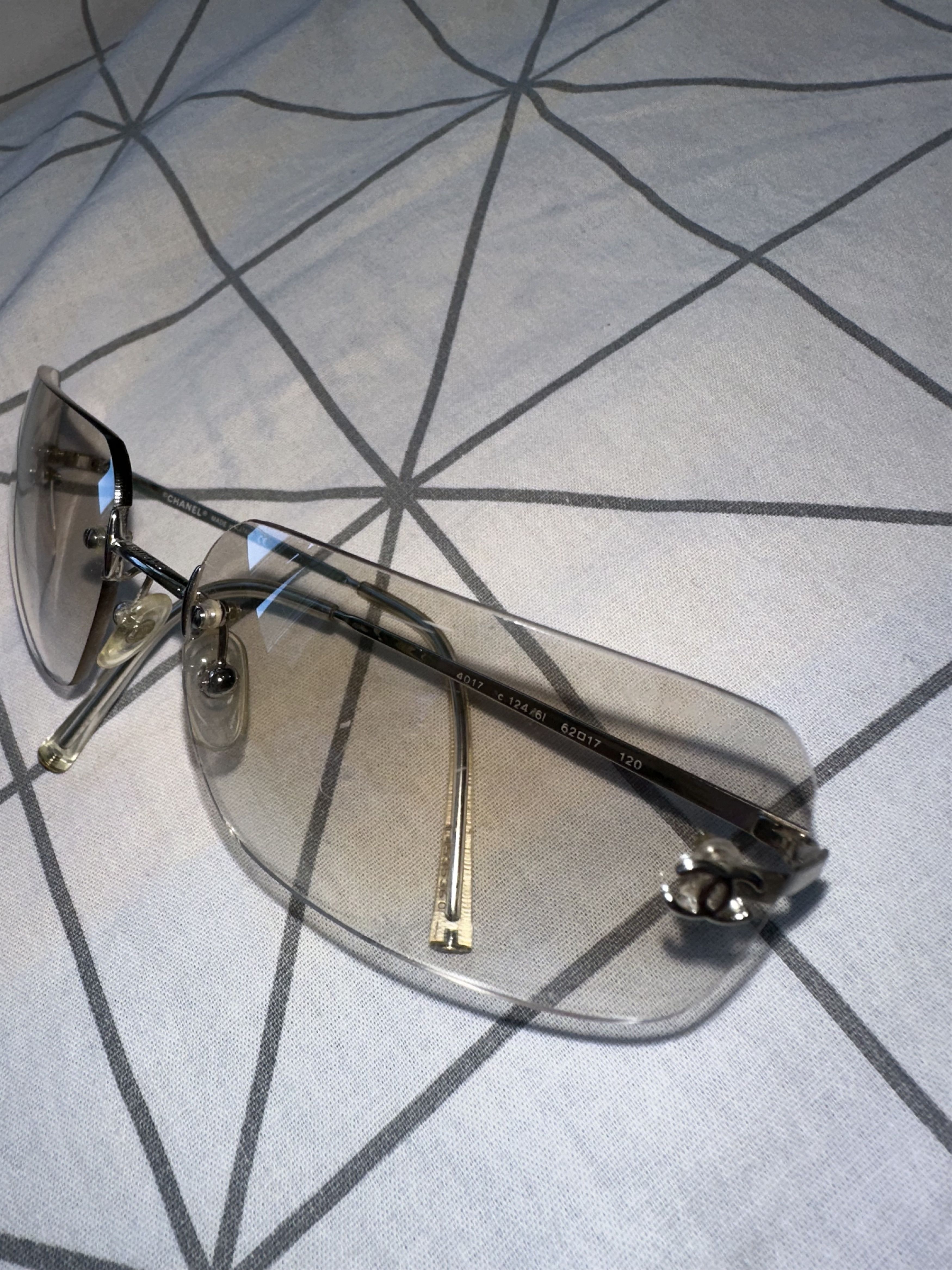 Chanel Vintage Chanel 4017 CC Logo Rimless Glasses Silver 0 Size ONE SIZE - 11 Thumbnail