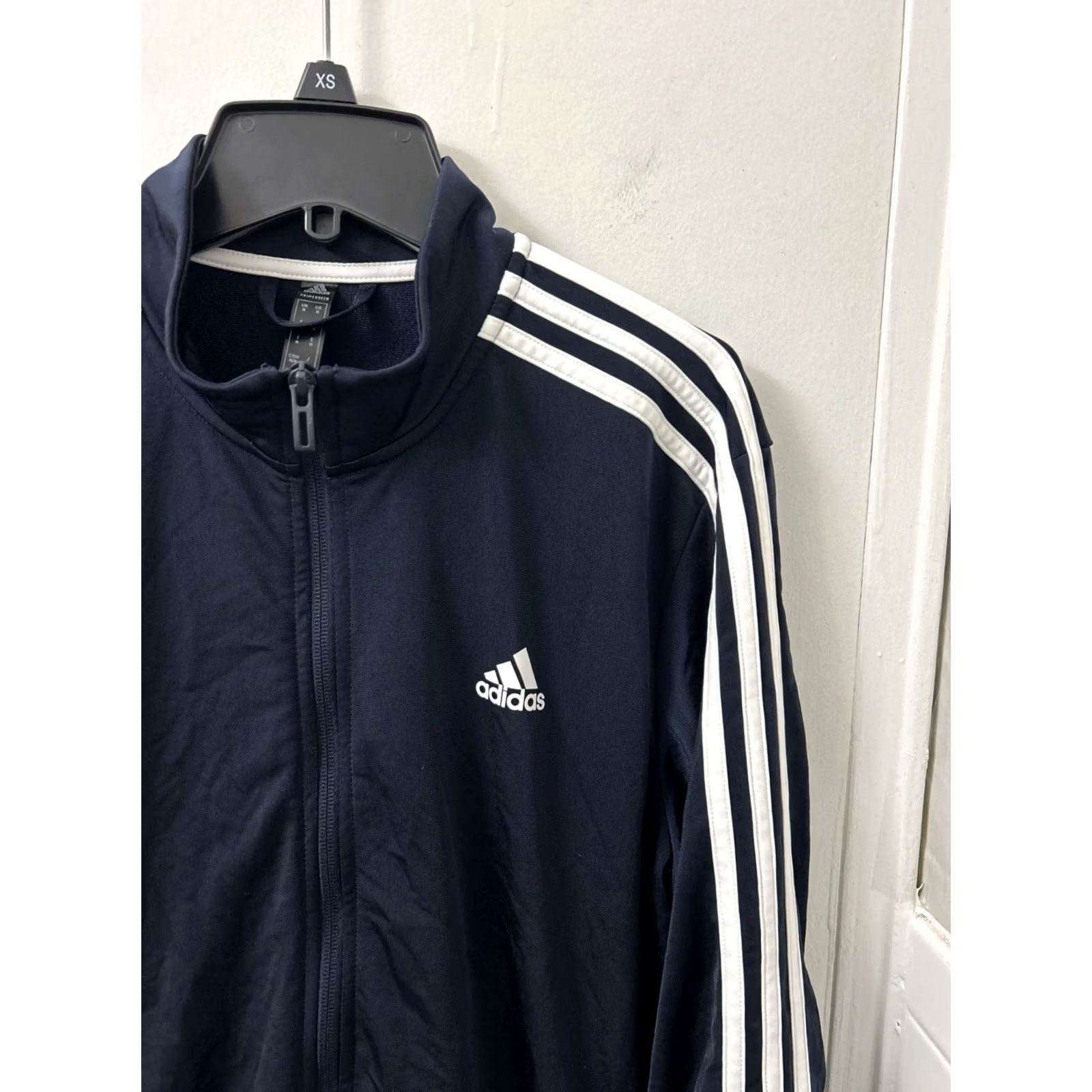 Adidas Adidas Track Jacket Mens M Navy Blue Primegreen Full Zip White Stripes Shirt Size US M / EU 48-50 / 2 - 4 Thumbnail