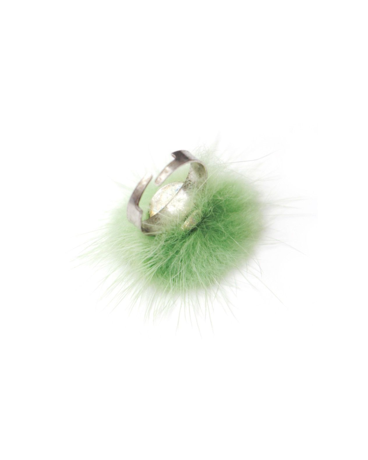 Hysteric Glamour 2000S JAPANESE MADE GREEN FUR BALL OPEN RING Size ONE SIZE - 3 Thumbnail