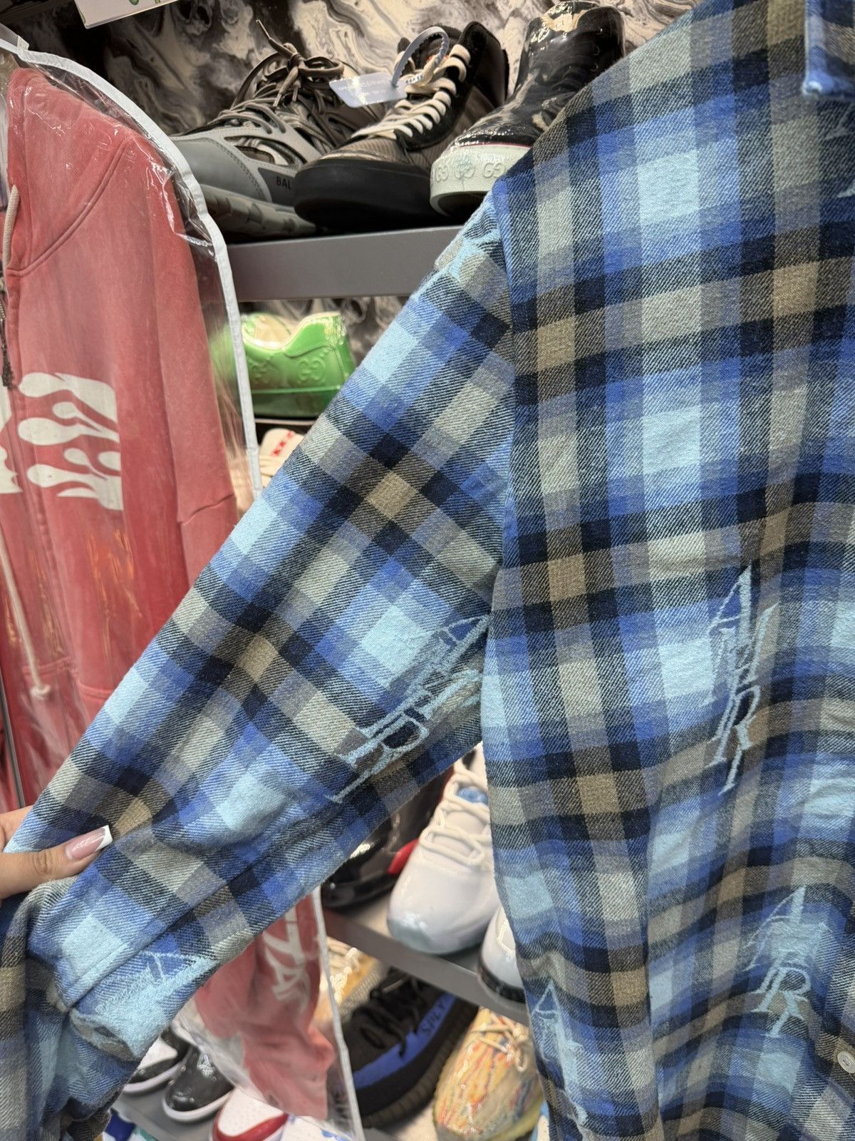 Amiri Amiri Blue Flannel L/S Size US L / EU 52-54 / 3 - 3 Thumbnail