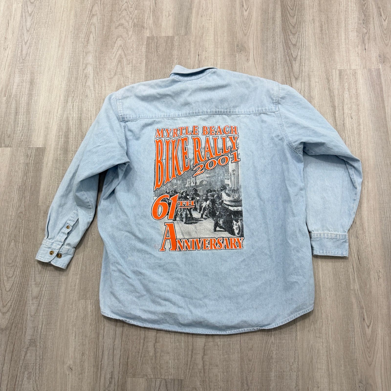 Vintage Vintage Myrtle Beach Bike Rally Denim Shirt Men's 2XL Blue Size US XXL / EU 58 / 5 - 1 Thumbnail