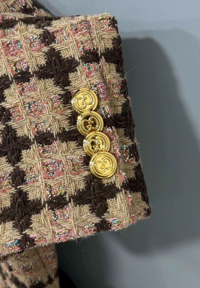Gucci Gucci Checkered Woven Jacket with Belt-2505 Size S / US 4 / IT 40 - 4 Thumbnail