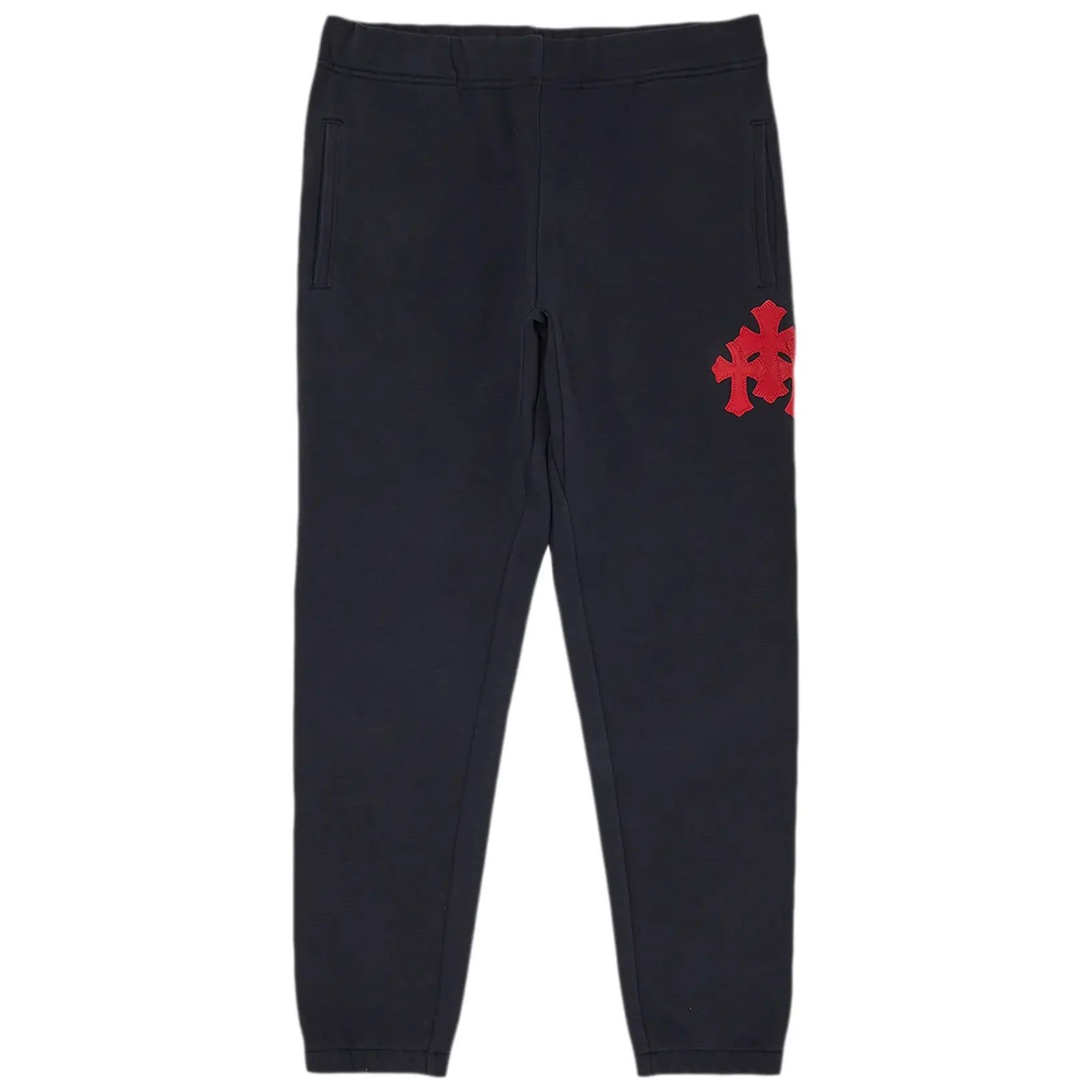Chrome Hearts Paper Jam Leather Triple Cross Sweatpants Navy Size US 34 / EU 50 - 1 Thumbnail