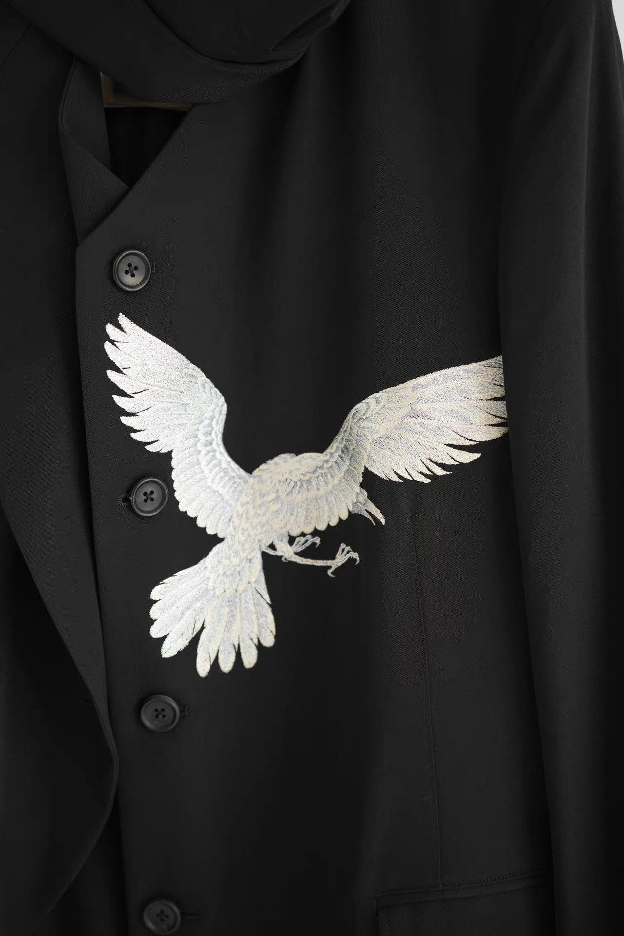 Yohji Yamamoto Yohji Yamamoto White Crow Embroidered Double Layer Coat K4 Size US M / EU 48-50 / 2 - 4 Thumbnail