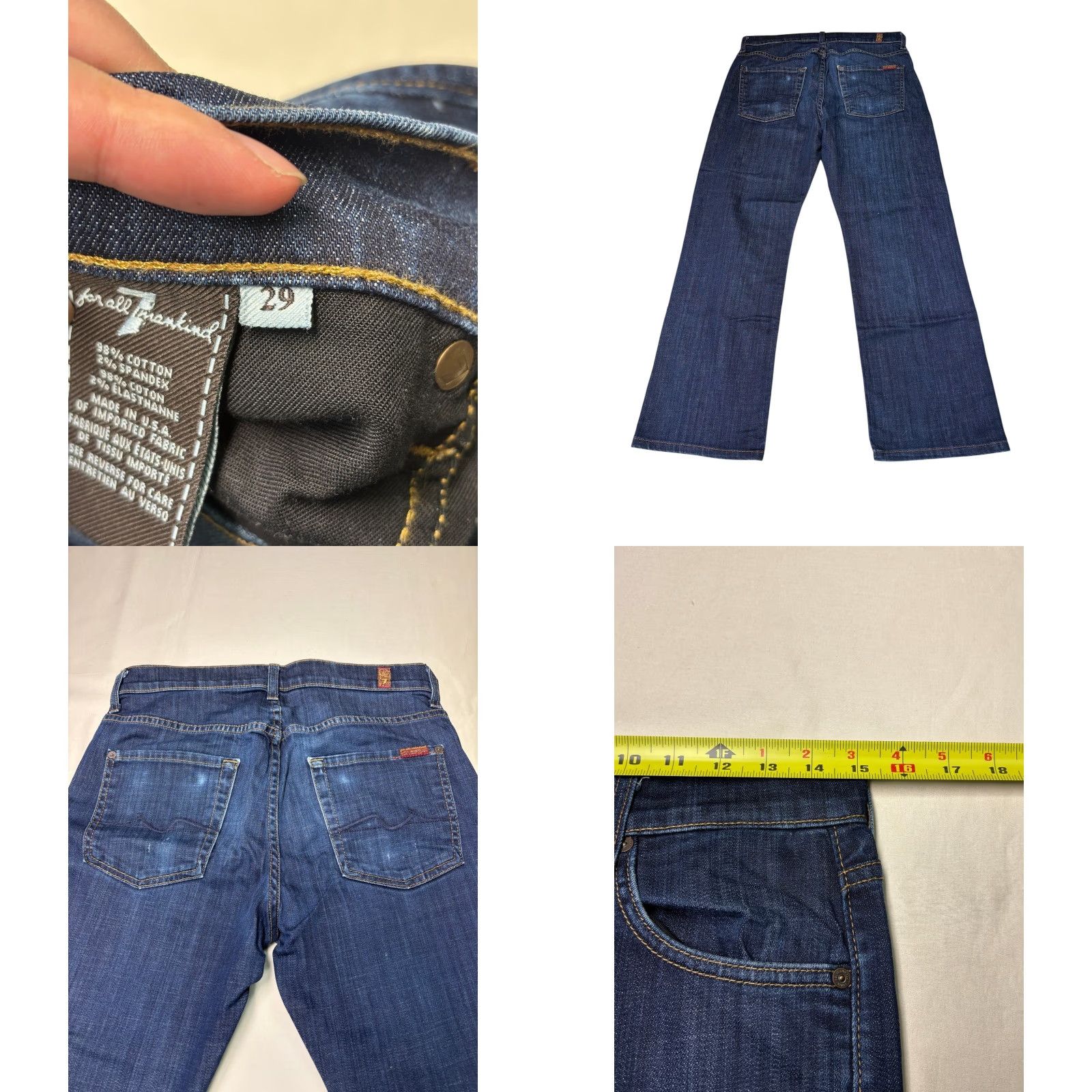 7 For All Mankind 7 For All Mankind Carsen Jeans Dark Wash Straight Leg Mens 29x27 Denim Cotton Blend Stretch USA Made USA Size US 29 - 8 Thumbnail