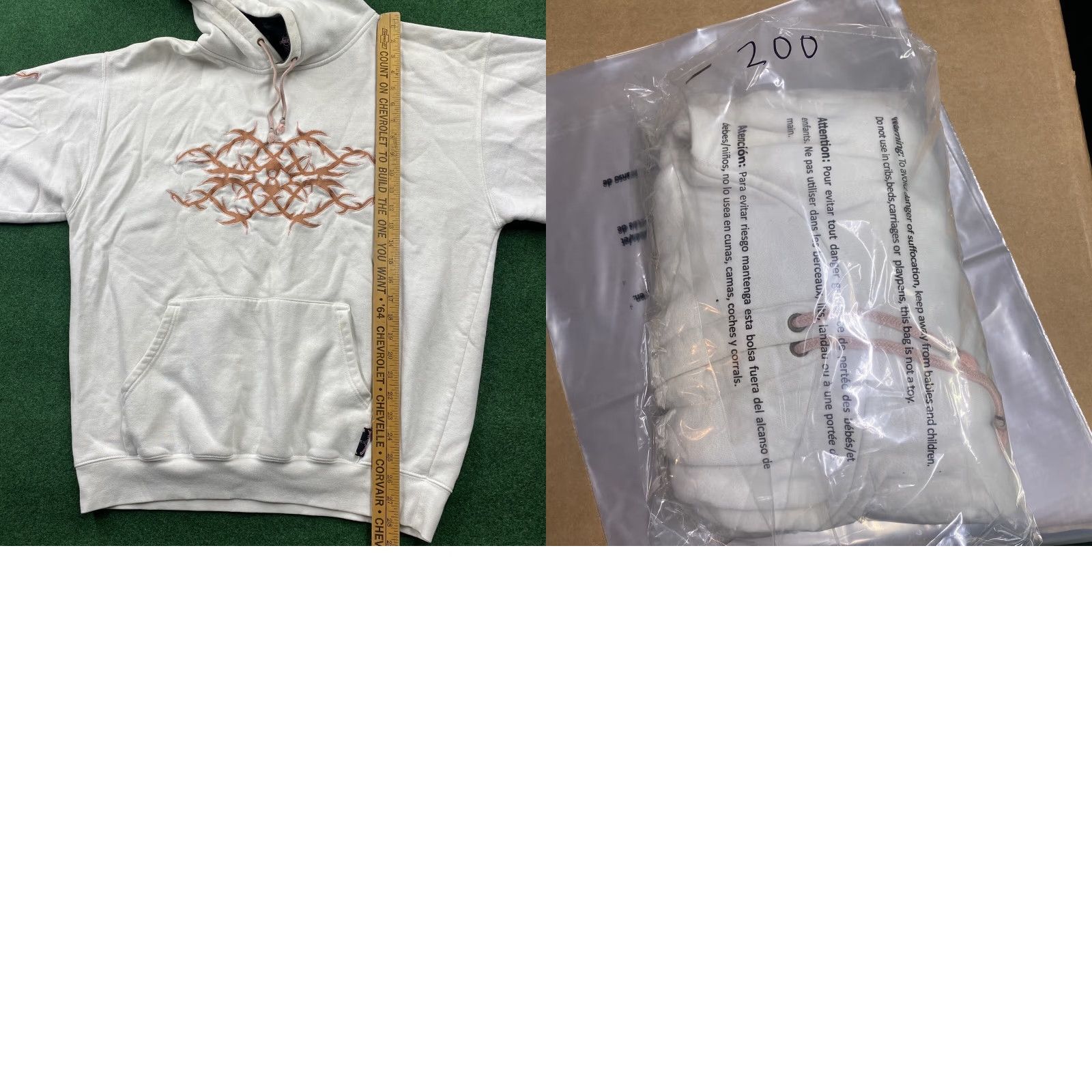 Vintage VINTAGE Sapphire Lounge Hoodie Mens L White Y2K Tribal Barbed Wire Sweatshirt Size US L / EU 52-54 / 3 - 8 Thumbnail