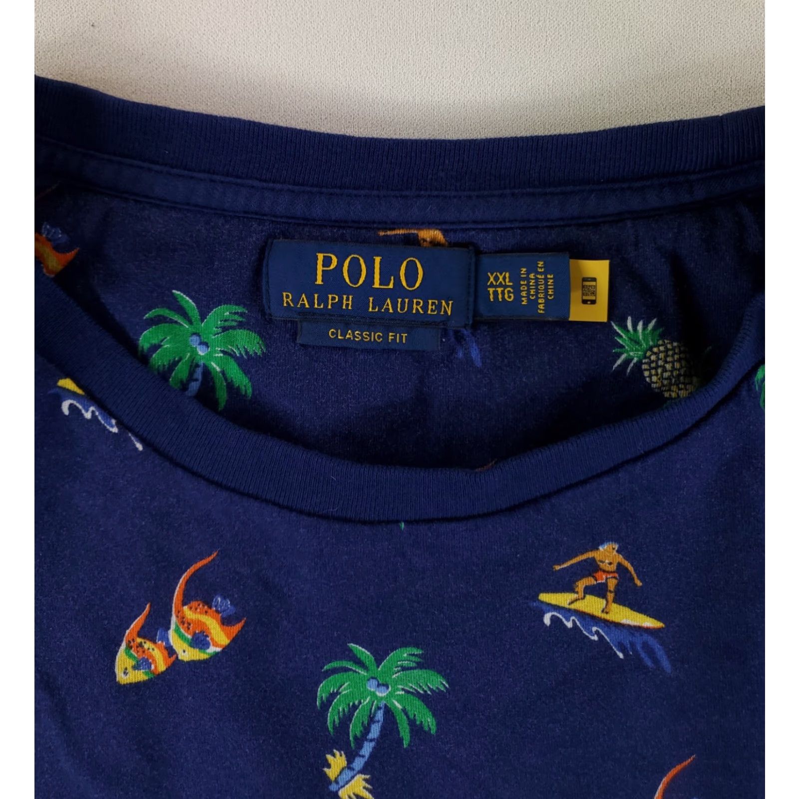 Polo Ralph Lauren Polo Ralph Lauren T Shirt Blue Pineapple Fish Surfer Palm Tree Mens XXL Size US XXL / EU 58 / 5 - 2 Thumbnail