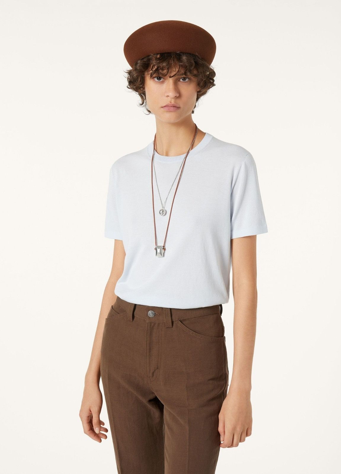 Loro Piana o1srvl11e0526 FAM7984 Angera Crewneck T-Shirt Light Blue Size S / US 4 / IT 40 - 3 Thumbnail