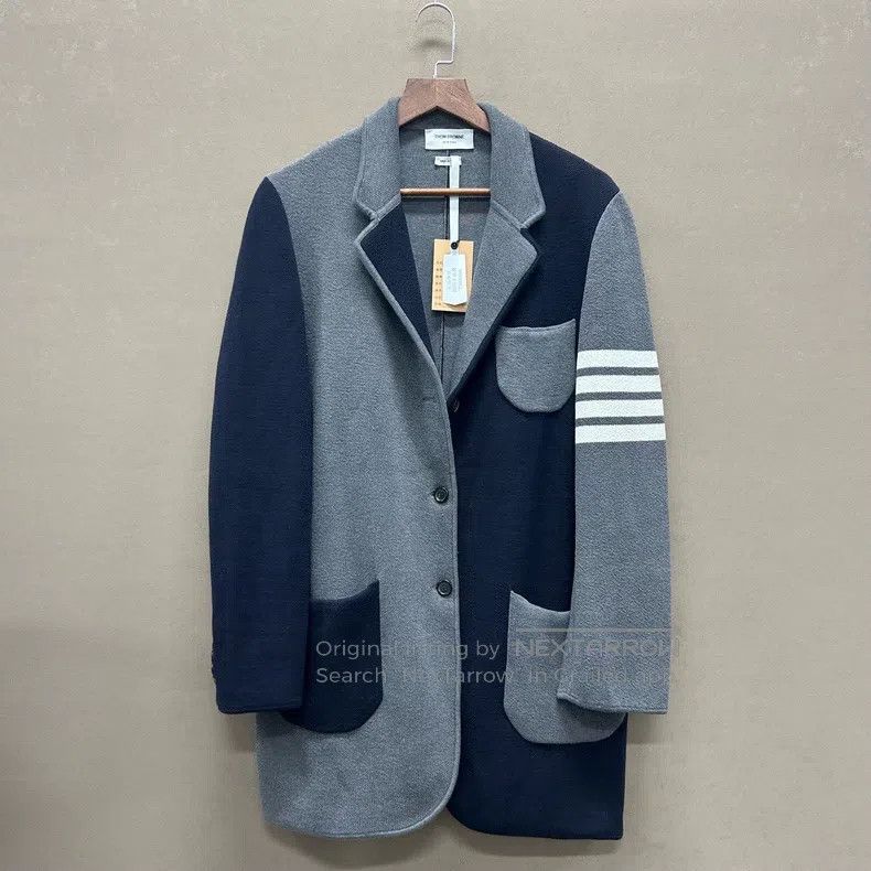 Thom Browne Thom Browne Waffle Stitched Jacket Overcoat Size US XS / EU 42 / 0 - 1 Thumbnail
