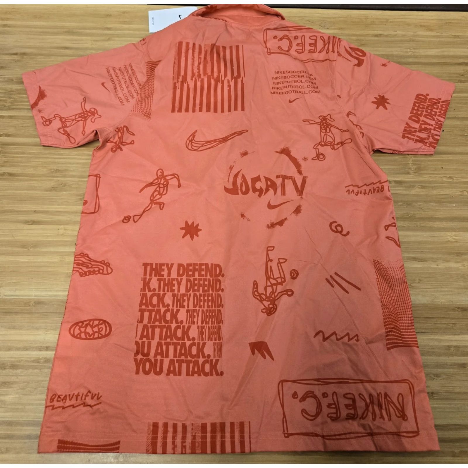 Nike Nike Joga TV Shirt Mens XS Orange Dri-Fit Button Up Soccer Patch Print Size US XS / EU 42 / 0 - 6 Thumbnail