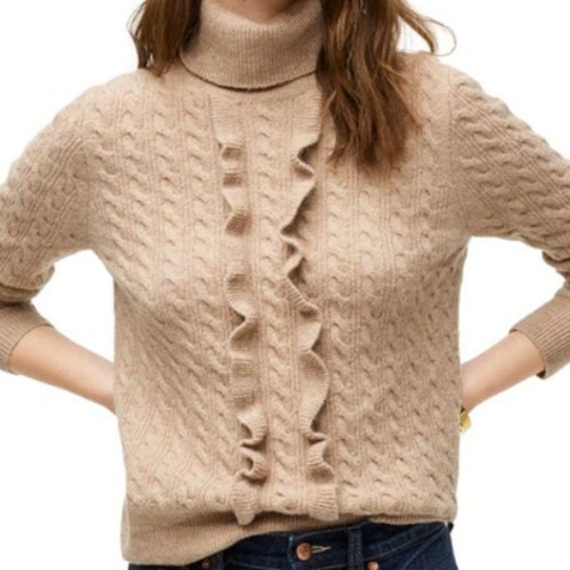 J.Crew J. Crew Womens Ruffle Front Cable Knit Turtleneck Sweater M Size M / US 6-8 / IT 42-44 - 1 Thumbnail