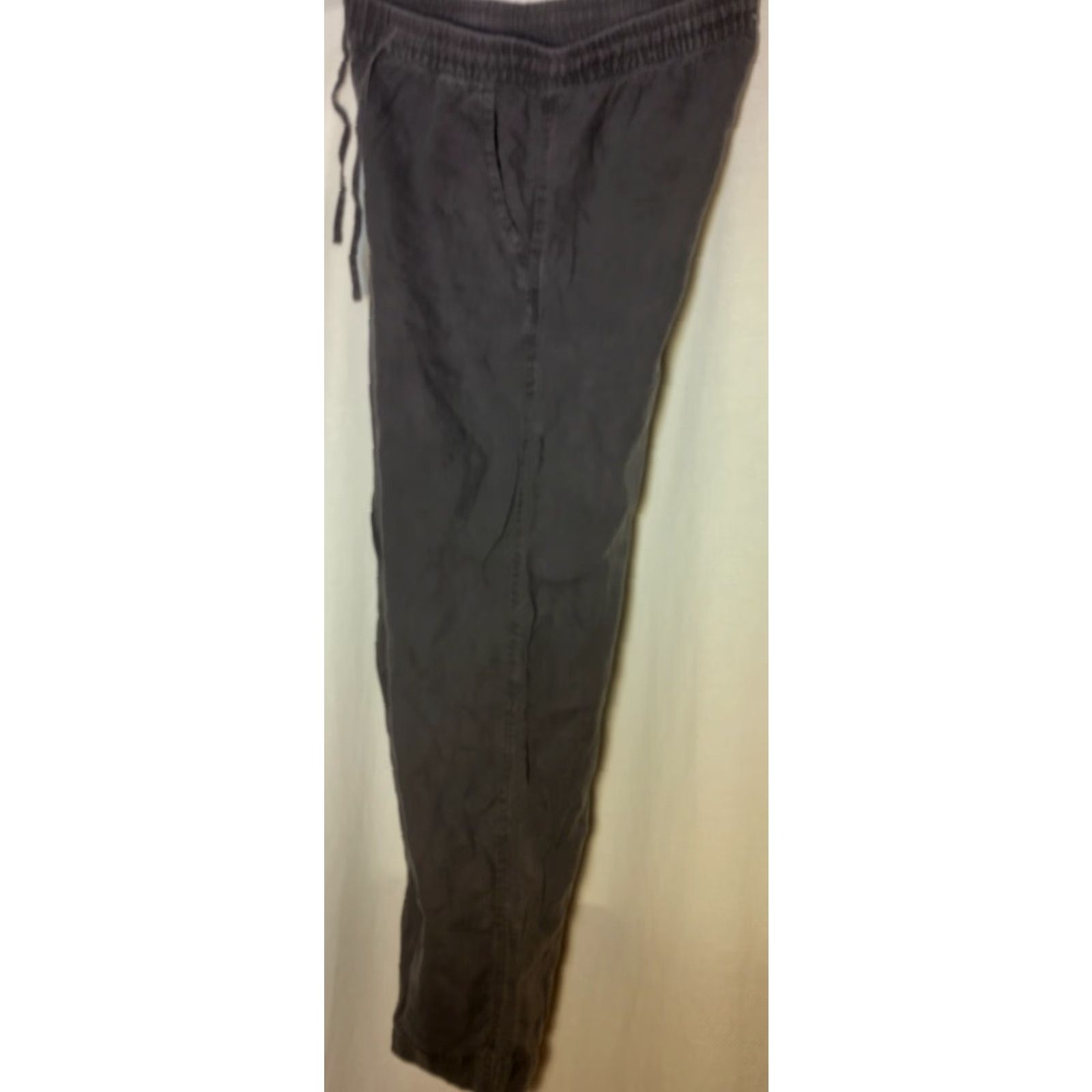 Vintage L.L. Bean Pants Woman Size 8 Linen Gray Elastic Flat Front Straight Leg 30" Inseam Women Regular Comfort Casual Workwear Size 30" / US 8 / IT 44 - 3 Thumbnail