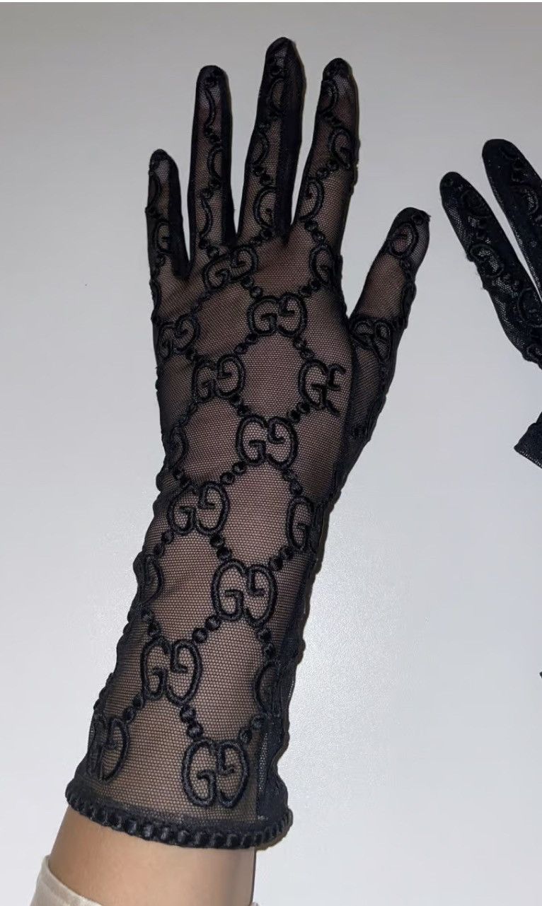 Gucci Gucci gg embroidery tulle gloves | Grailed