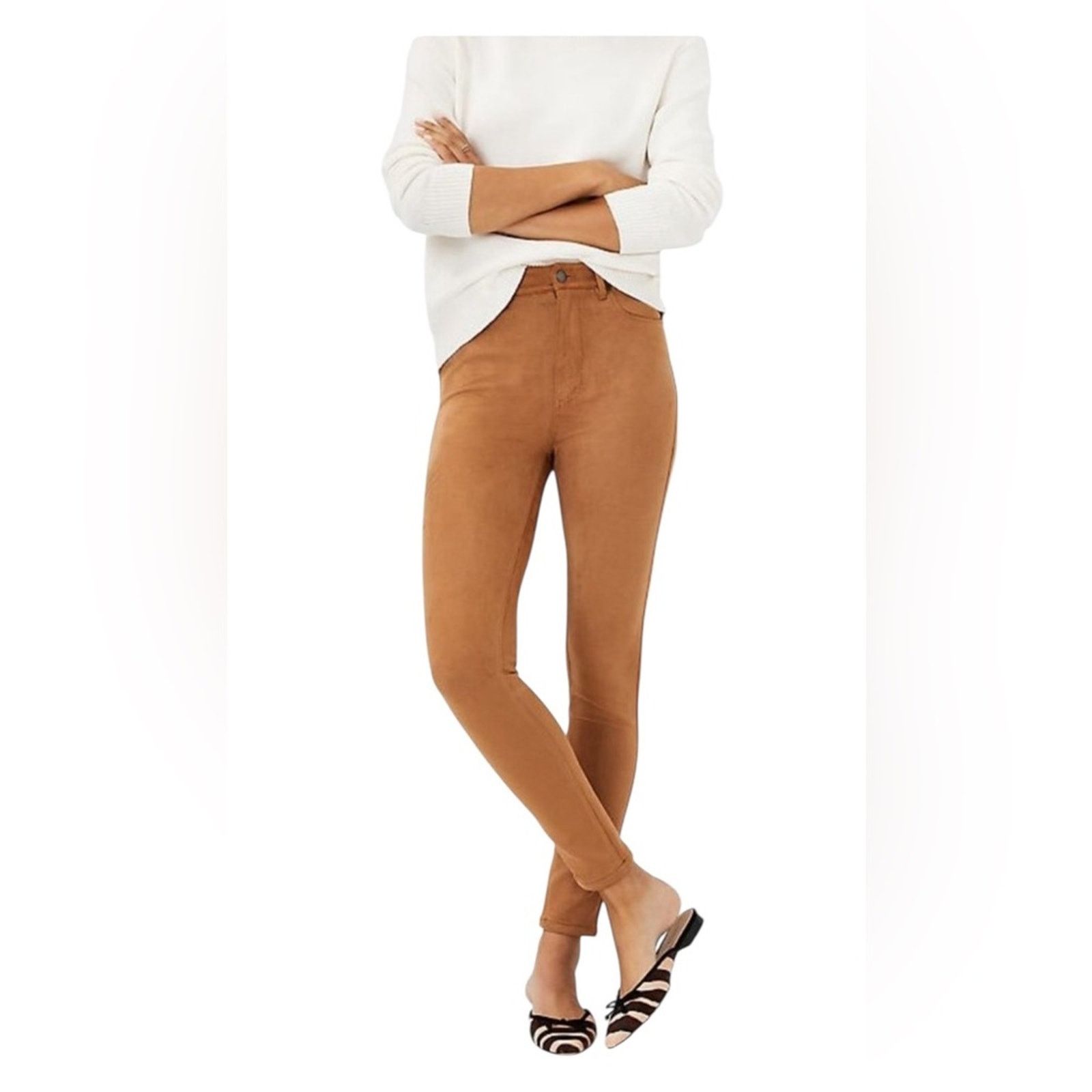 Ann Taylor Ann Taylor Sculpting Pocket Faux Suede High Rise Pants 8 Size 30" / US 8 / IT 44 - 1 Thumbnail