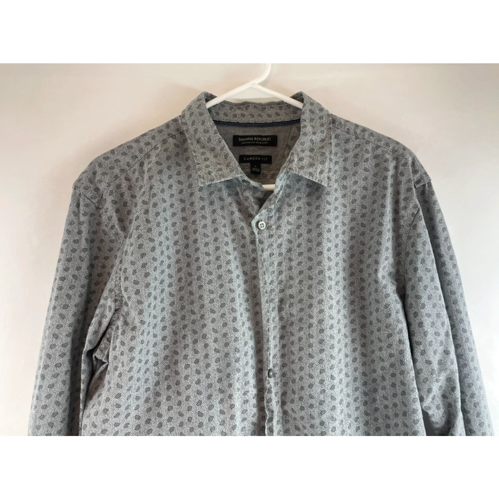 Banana Republic Banana Republic Shirt Men's L Gray Paisley Camden Fit Button-Up Long Sleeve Size US L / EU 52-54 / 3 - 3 Thumbnail