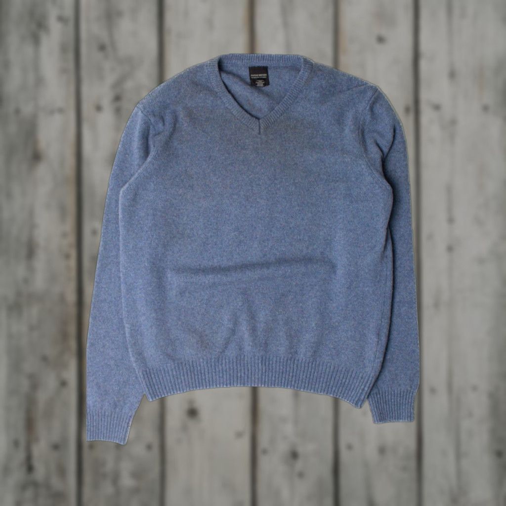 Vintage VINTAGE Phola Mondo Wool / Cashmere Steel Blue V-Neck Sweater Large Size L / US 10 / IT 46 - 1 Thumbnail
