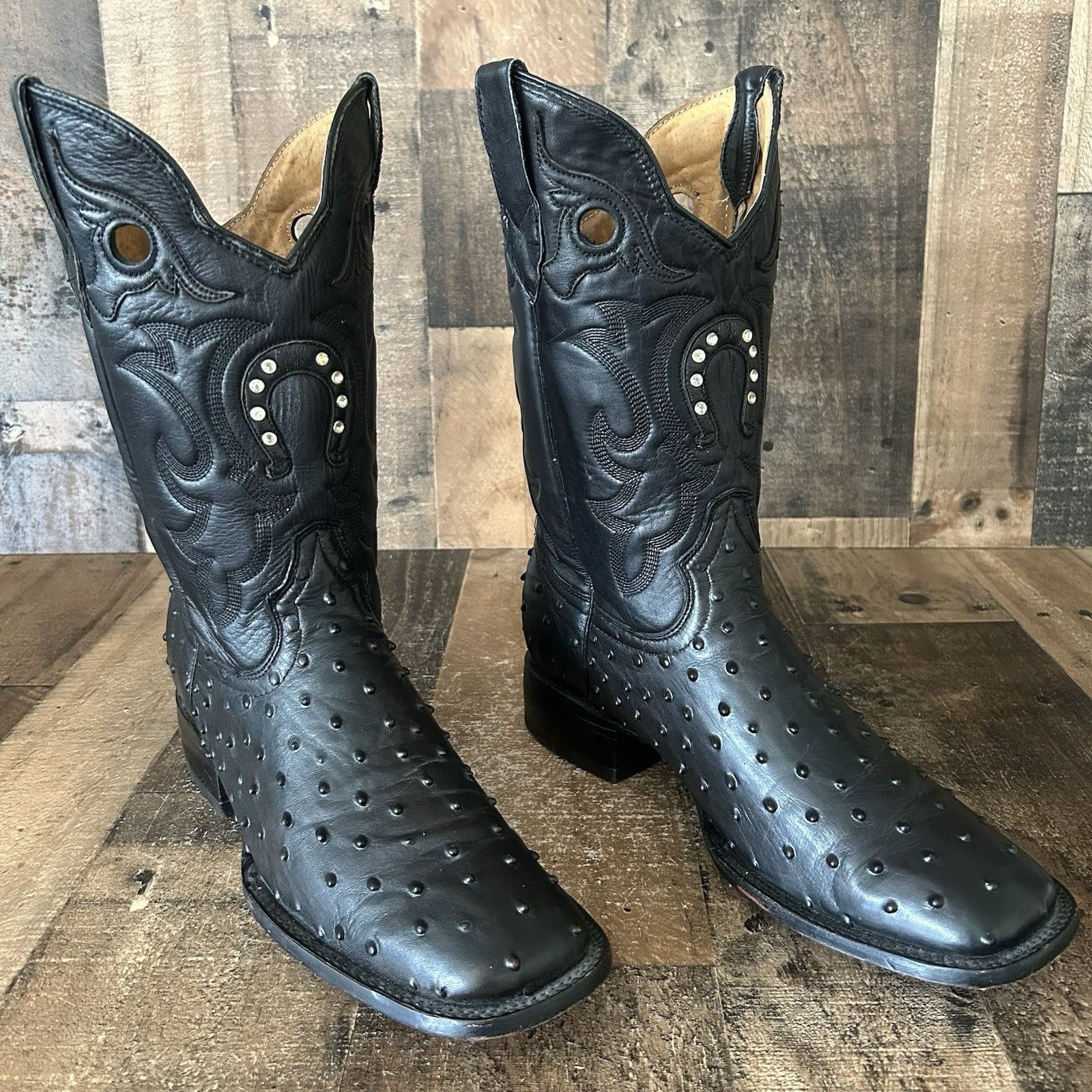 Vintage El General Ostrich Print Square Toe Cowboy Boots Mens 9.5 Size US 9.5 / EU 42-43 - 4 Thumbnail